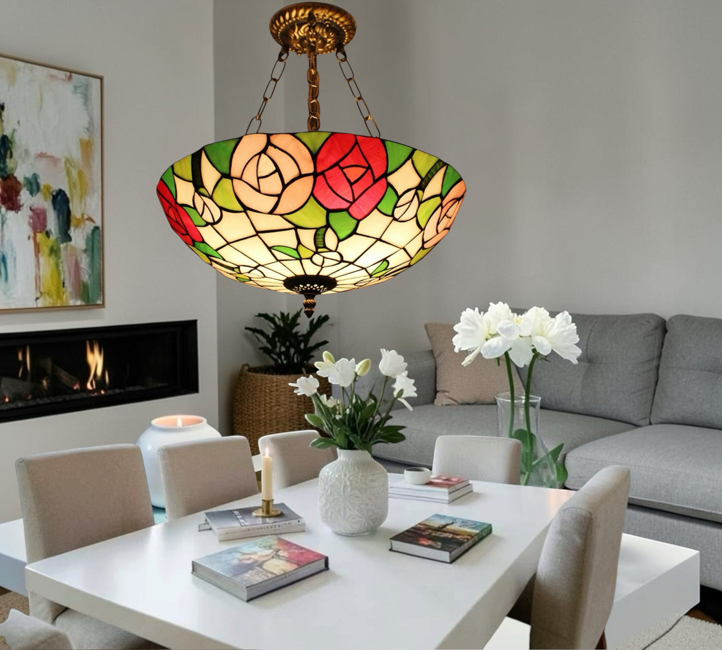 CDH 16" Tiffany Upright Lamp 40cm shade (16049CR)