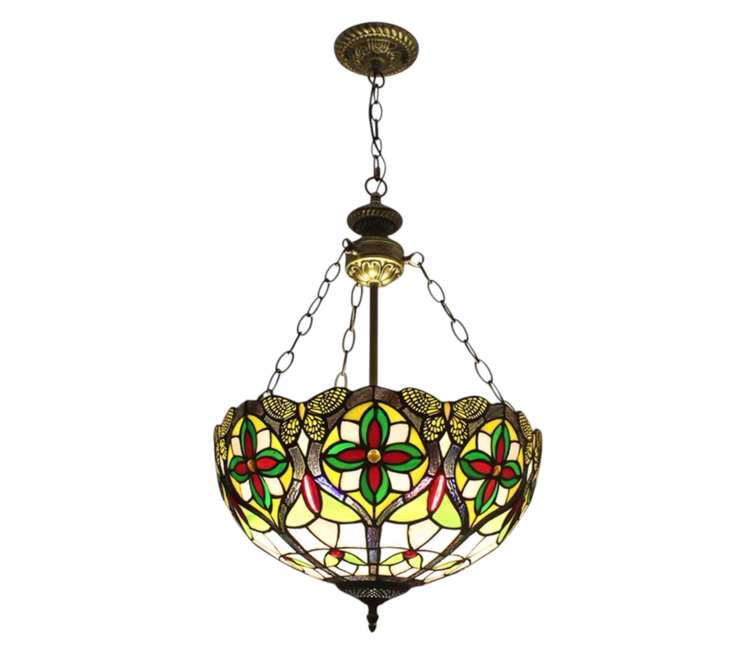 CDH 16" Tiffany Upright Lamp 40cm shade (11008XCR HC) for High Ceiling
