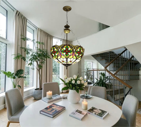 CDH 16" Tiffany Upright Lamp 40cm shade (11008XCR HC) for High Ceiling