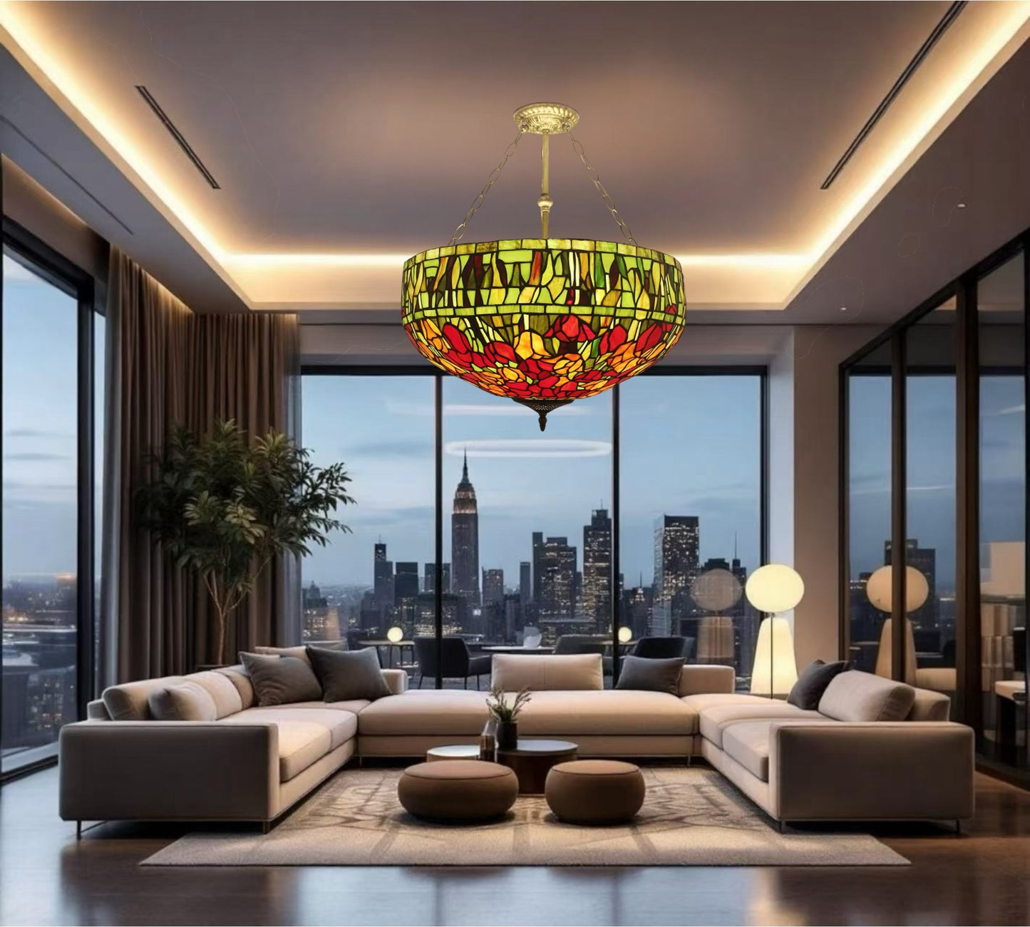 CDH 20” XLARGE Tiffany Upright Lamp with 50cm shade (19049CXR)