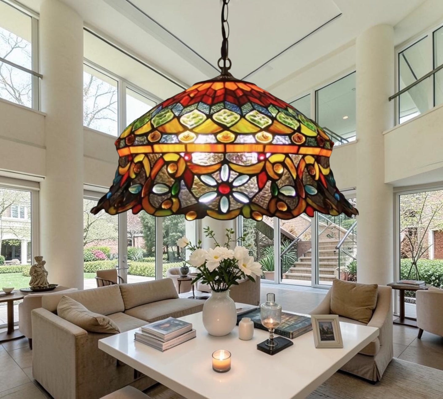 CDH 18" XLARGE Tiffany Pendant Lamp 46cm shade (19002C)