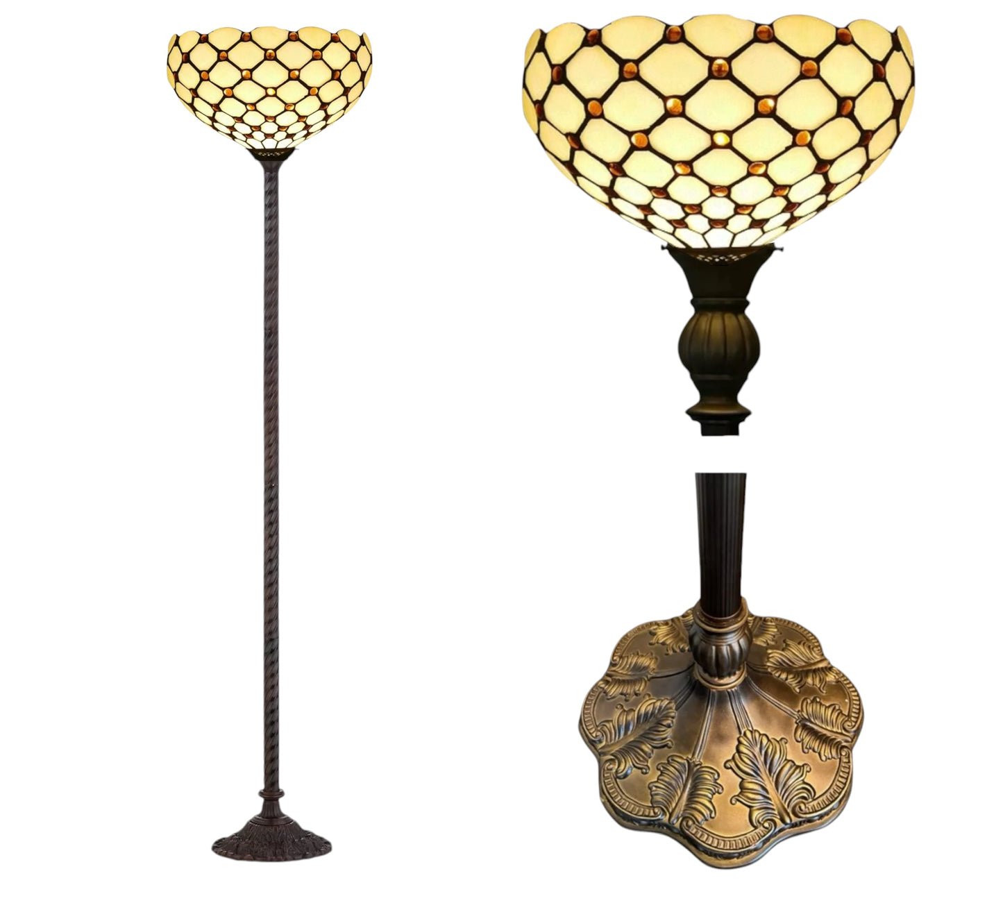 CDH Tiffany Torchiere Floor Lamp (12021H) 12" 30CM Shade