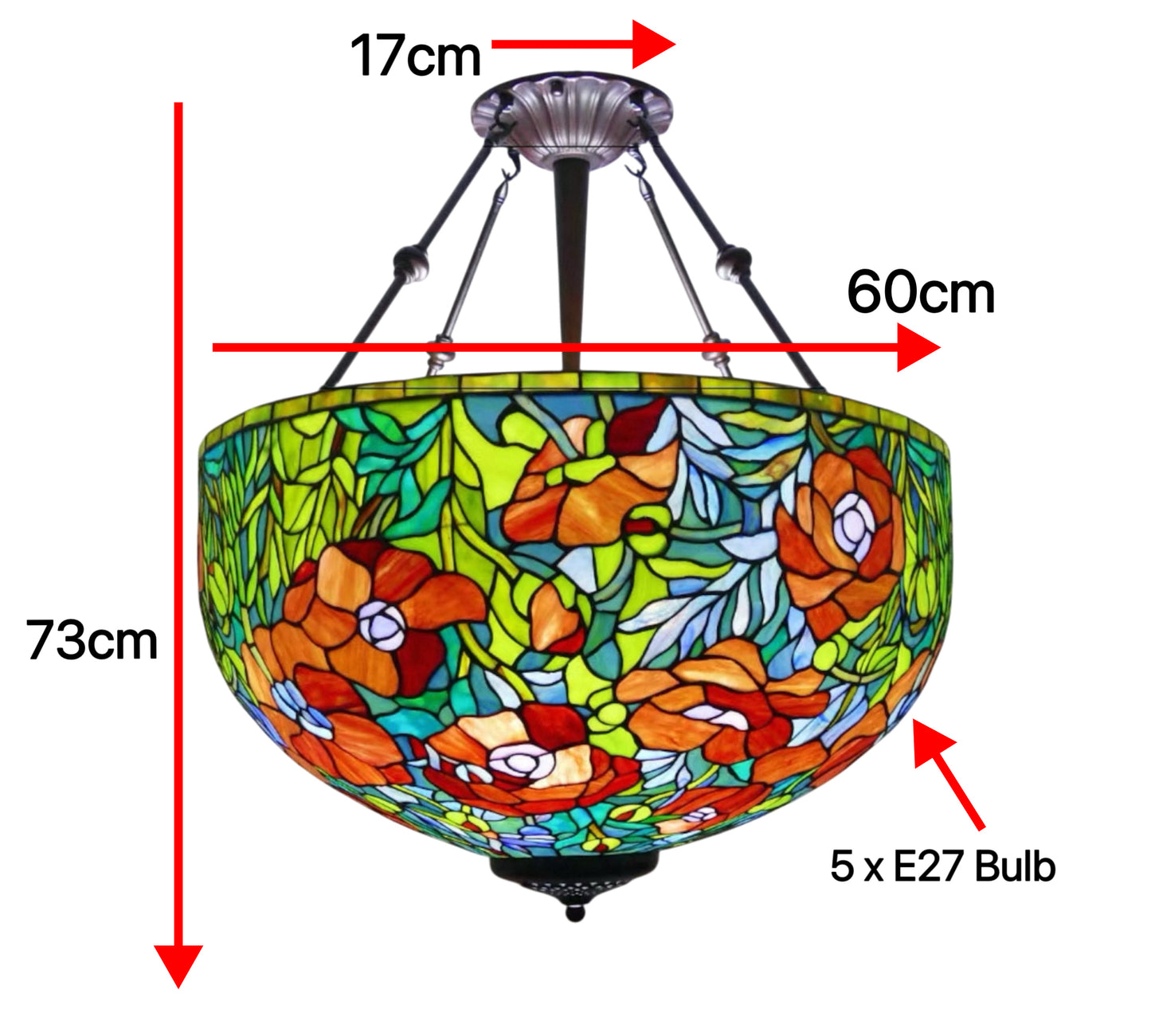 CDH 24” XXLARGE Tiffany Upright Lamp with 60cm Shade (19051CXR)