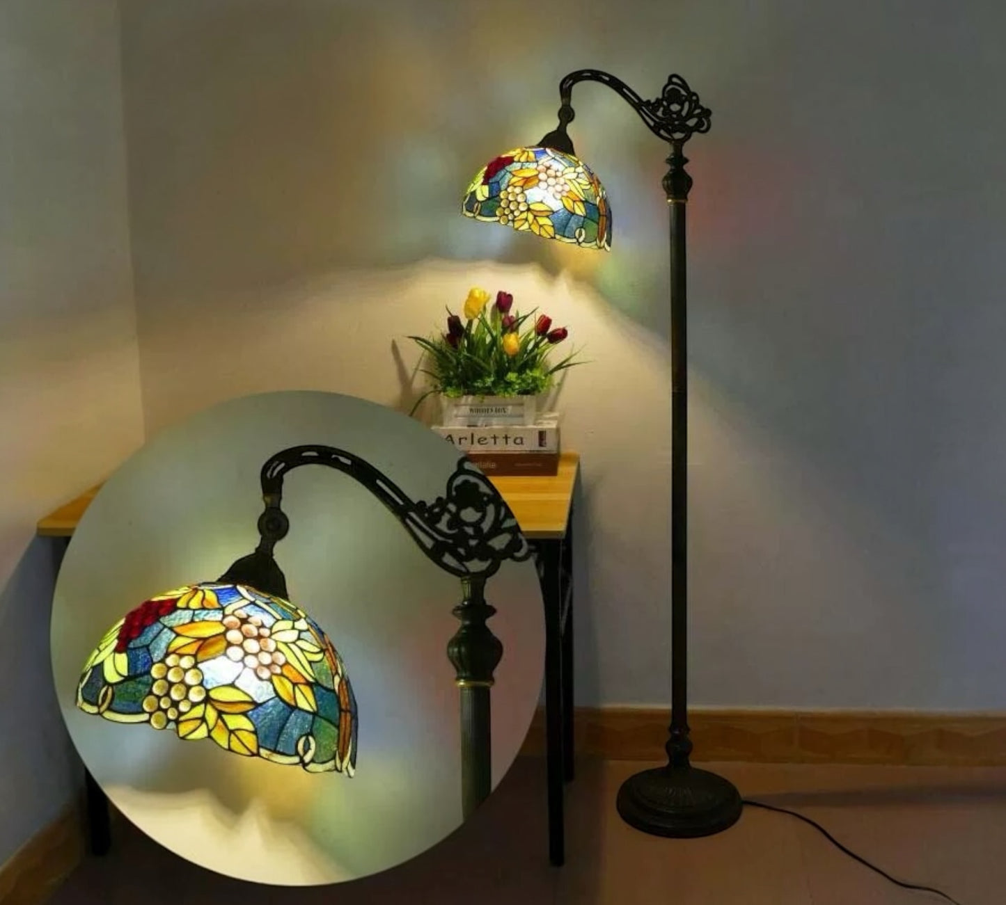 CDH Tiffany Bridge Arm Style Floor Lamp (12099F) 12" 30CM Shade