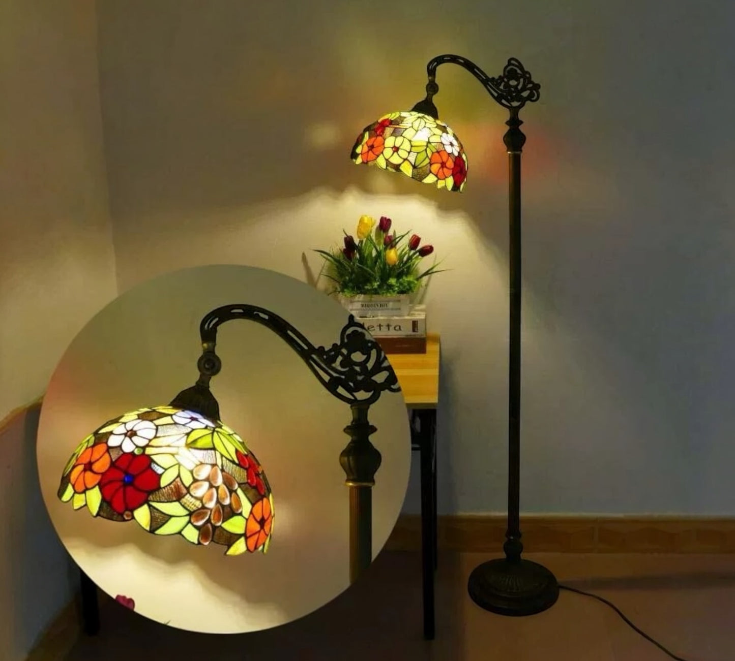 CDH Tiffany Bridge Arm Style Floor Lamp (12083F) 12" 30CM Shade