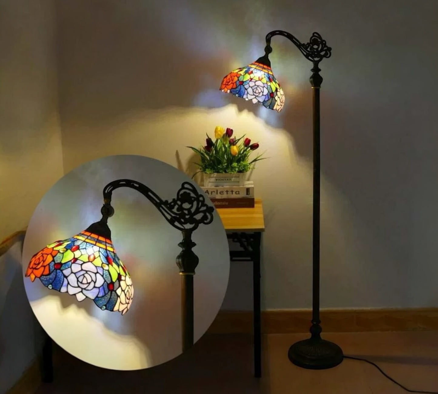 CDH Tiffany Bridge Arm Style Floor Lamp (12063F) 12" 30CM Shade