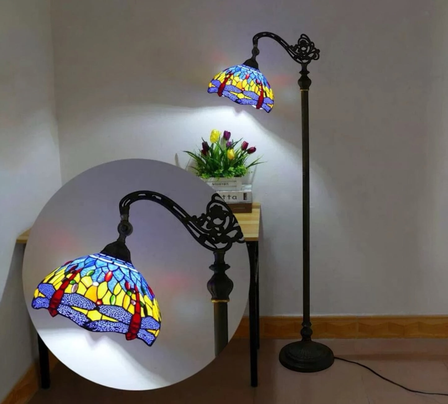 CDH Tiffany Bridge Arm Style Floor Lamp (15037SF) 12" 30CM Shade