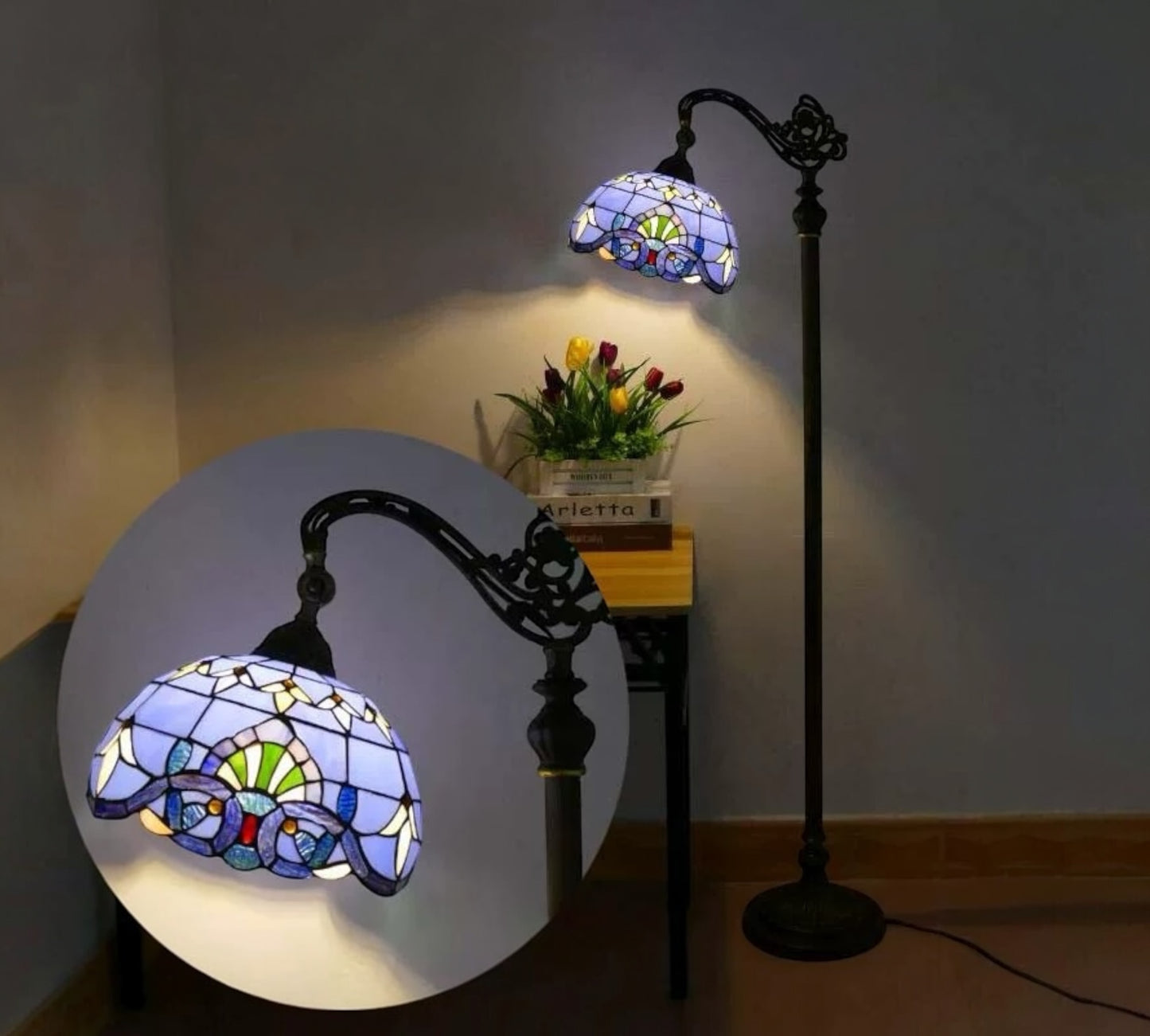 CDH Tiffany Bridge Arm Style Floor Lamp (15008SF) 12" 30CM Shade