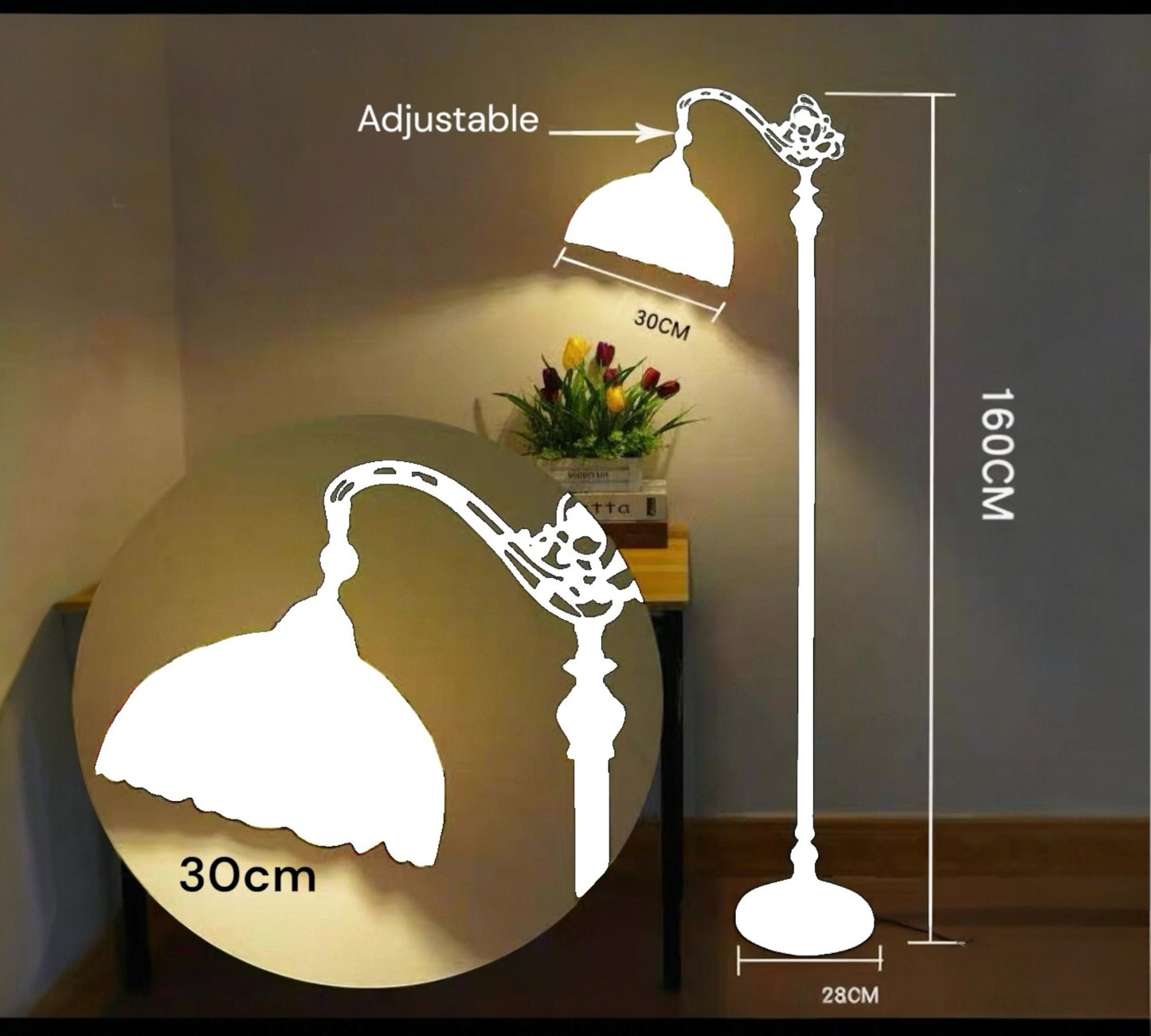 CDH Tiffany Bridge Arm Style Floor Lamp (12045F) 12" 30CM Shade
