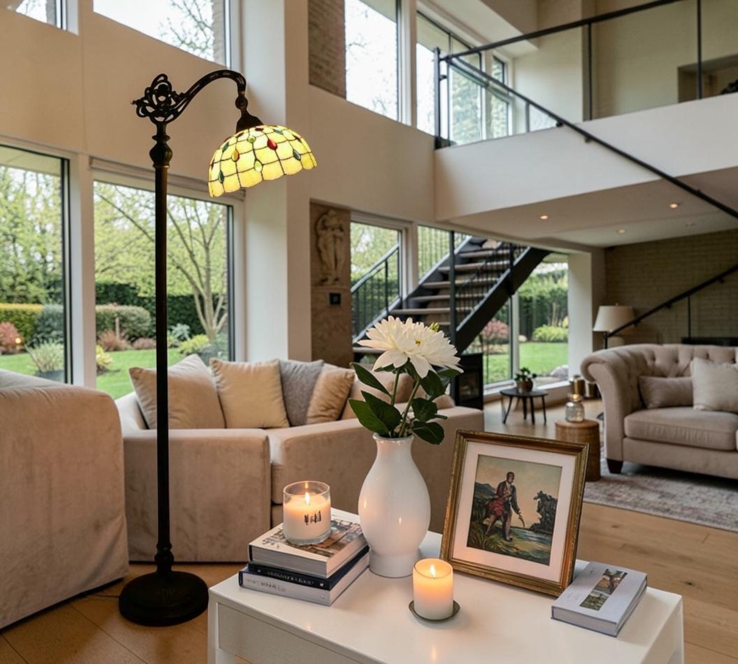 CDH Tiffany Bridge Arm Style Floor Lamp (12103F) 12" 30CM Shade