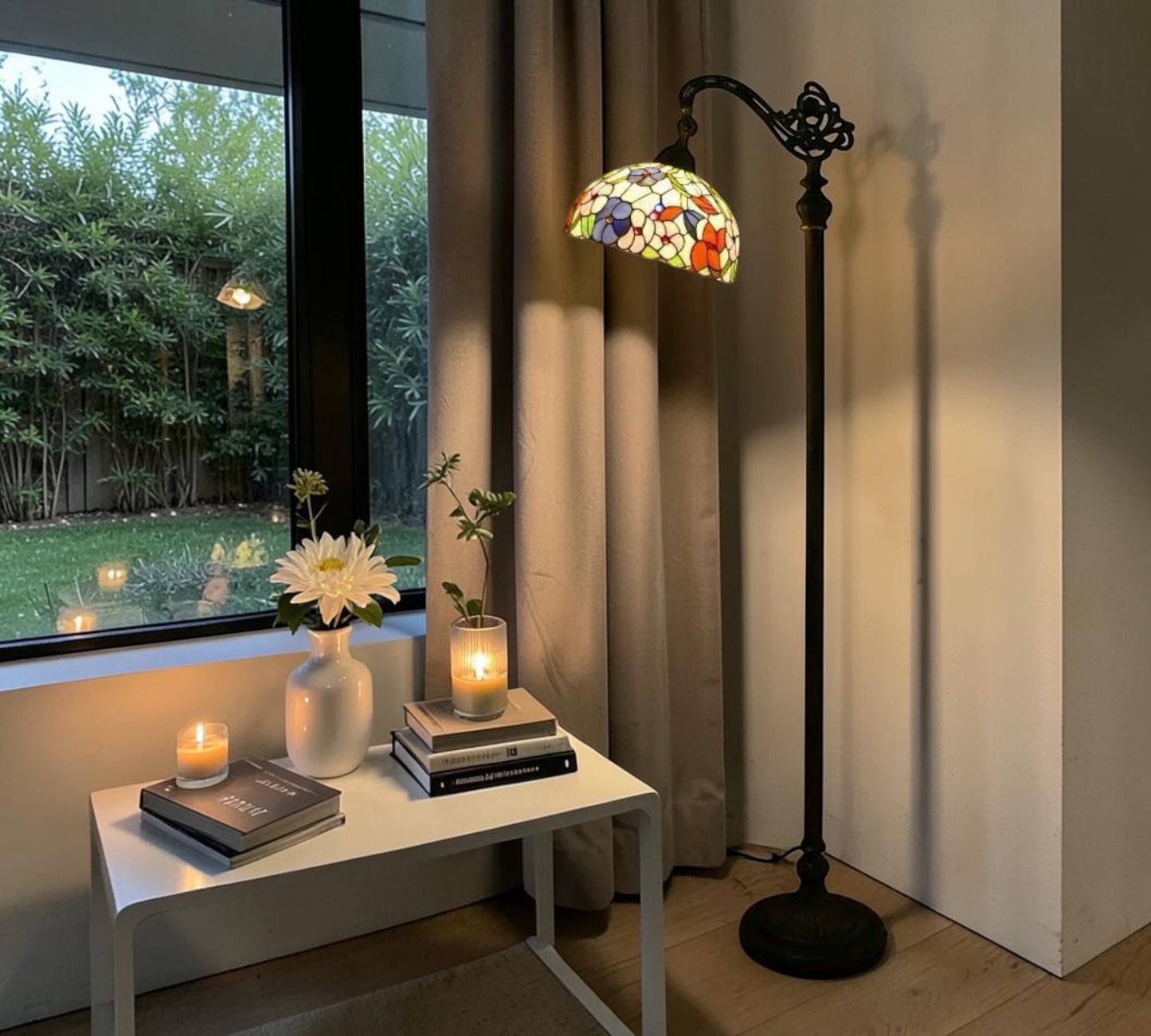 CDH Tiffany Bridge Arm Style Floor Lamp (11002BSF) 12" 30CM Shade