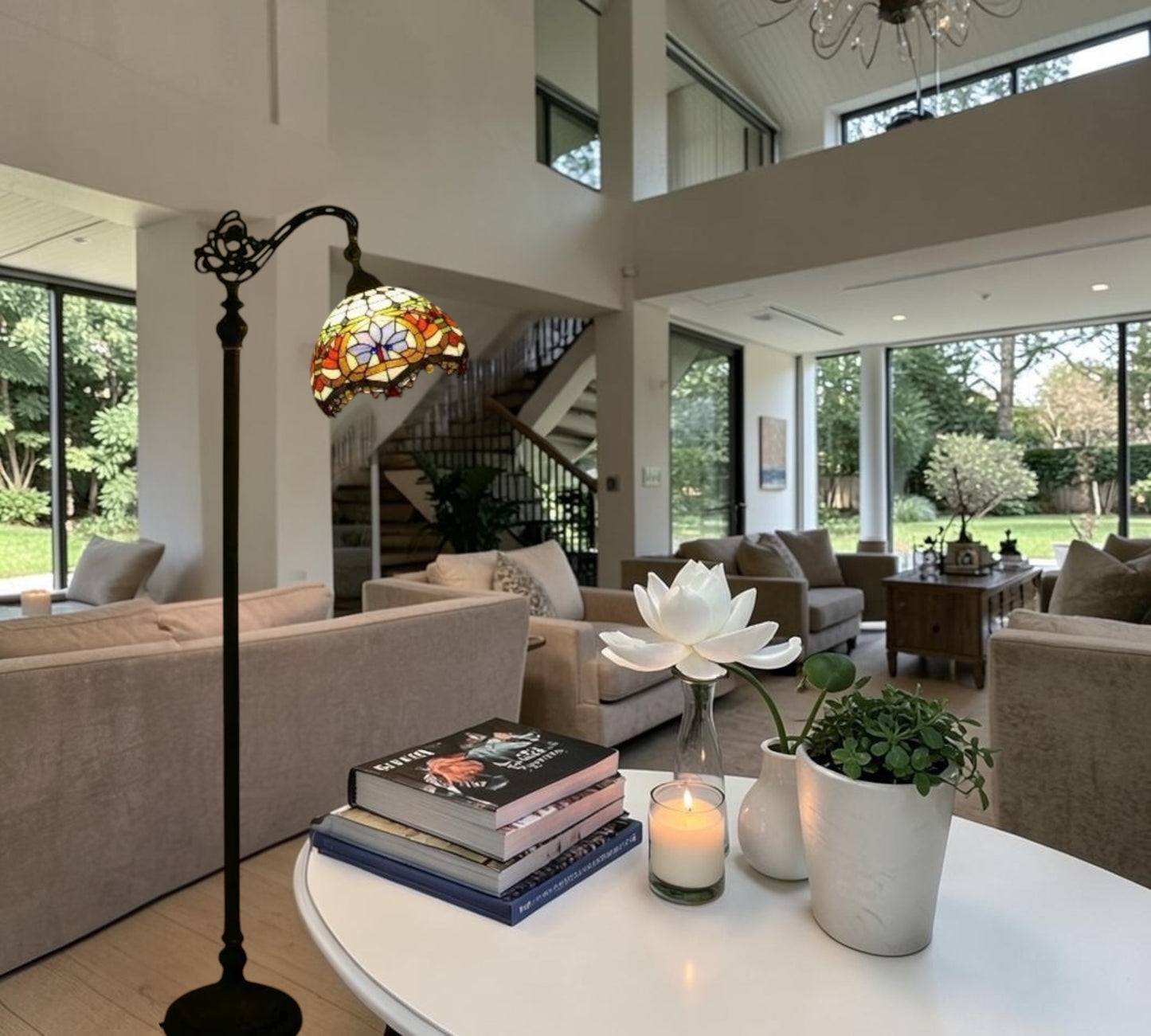 CDH Tiffany Bridge Arm Style Floor Lamp (12011F) 12" 30CM Shade