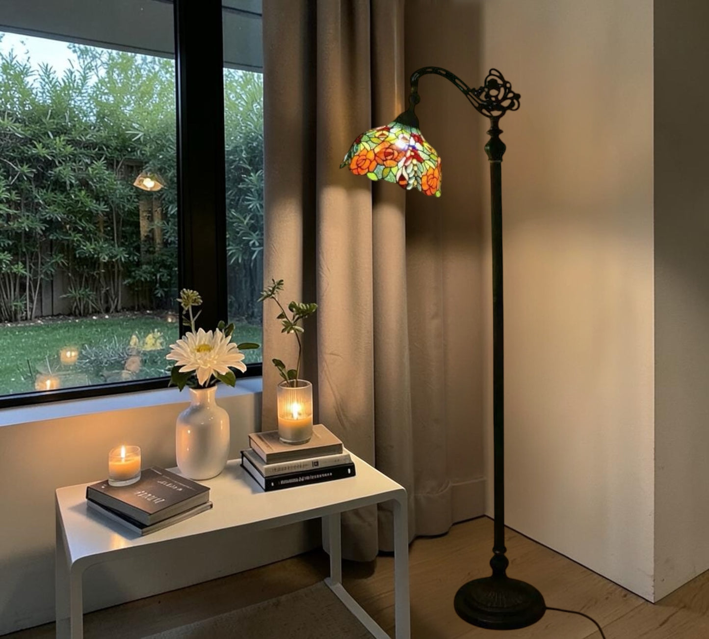 CDH Tiffany Bridge Arm Style Floor Lamp (15012SF) 12" 30CM Shade