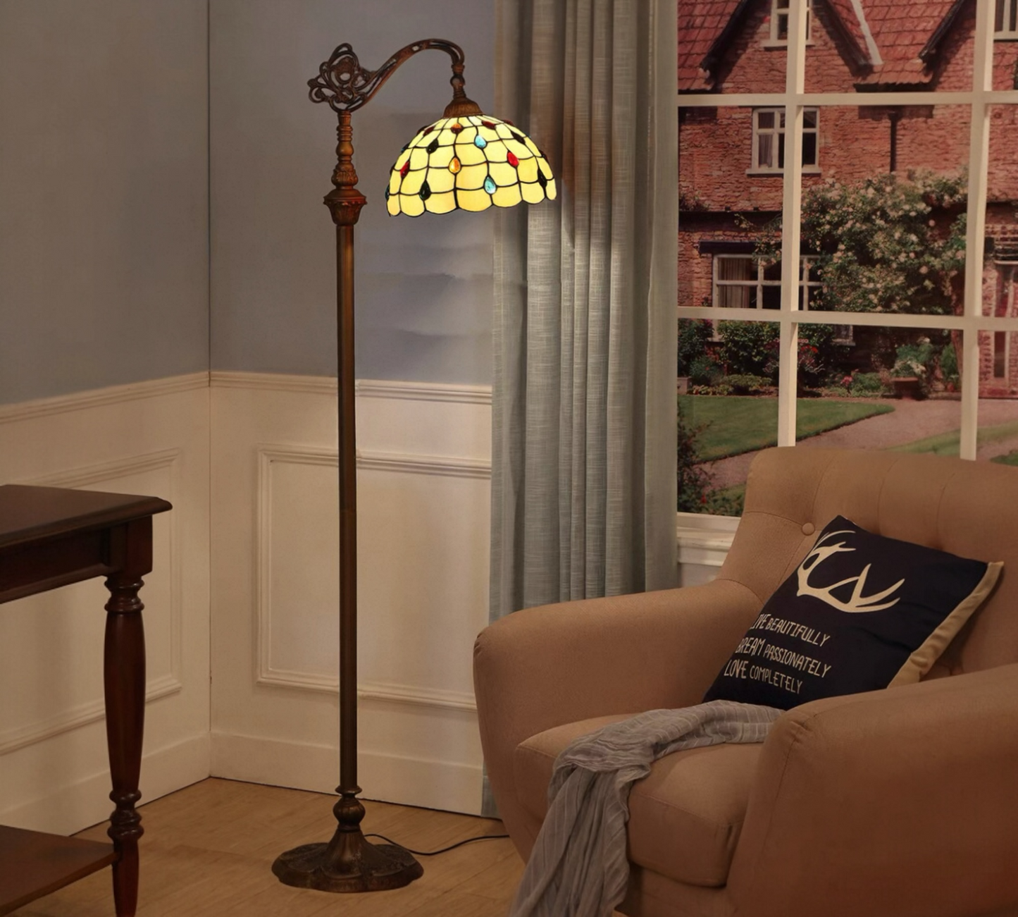 CDH Tiffany Bridge Arm Style Floor Lamp (12103F) 12" 30CM Shade