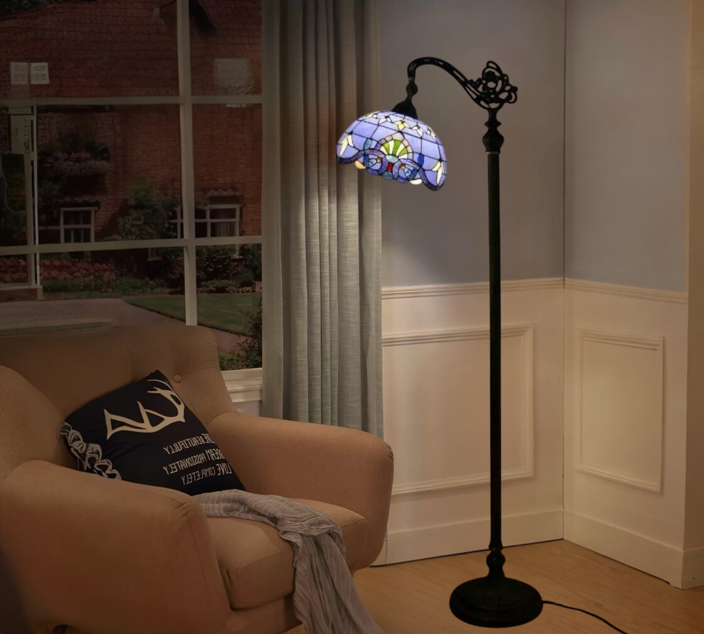 CDH Tiffany Bridge Arm Style Floor Lamp (15008SF) 12" 30CM Shade