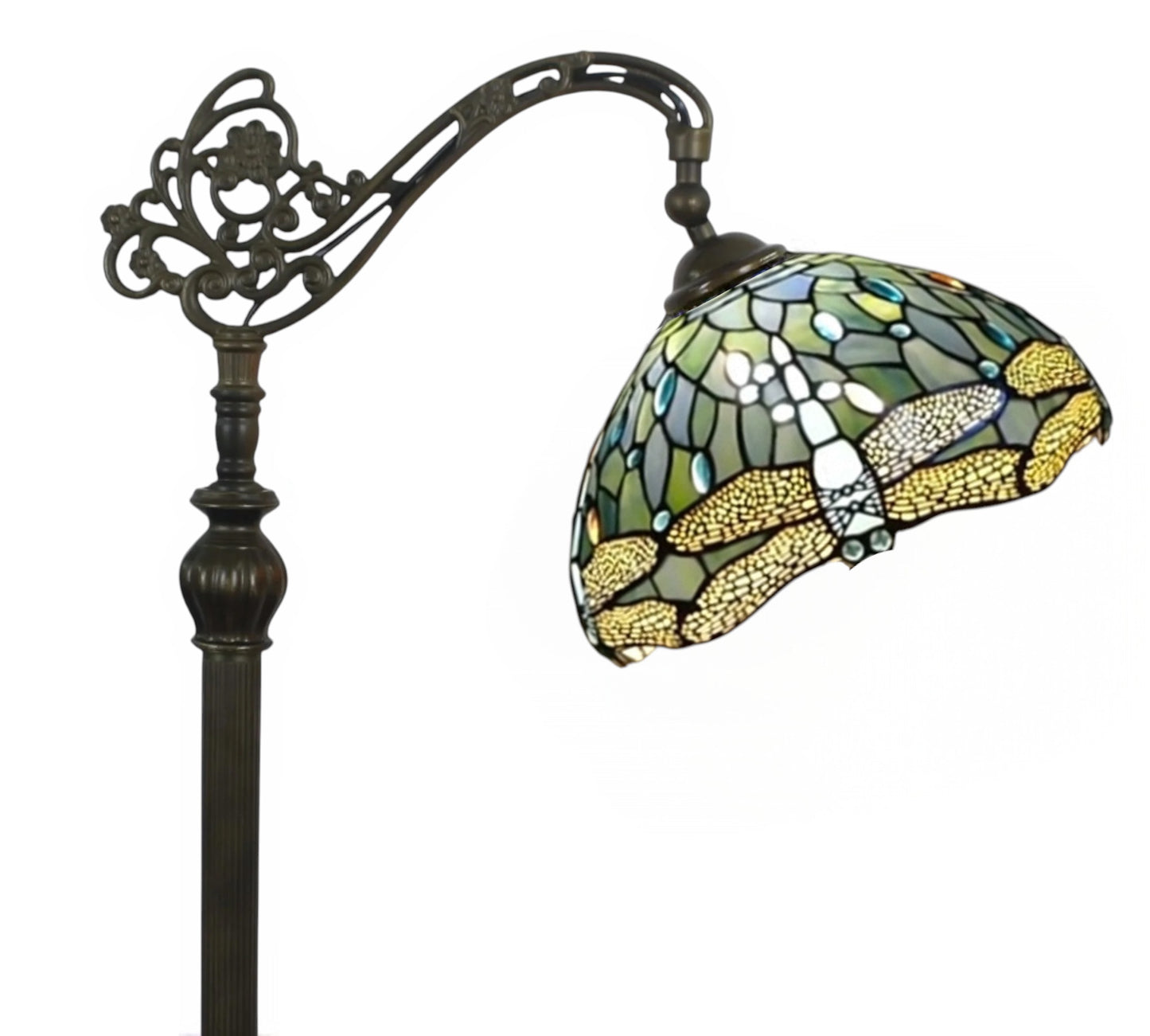 CDH Tiffany Bridge Arm Style Floor Lamp (12035BSF) 12" 30CM Shade