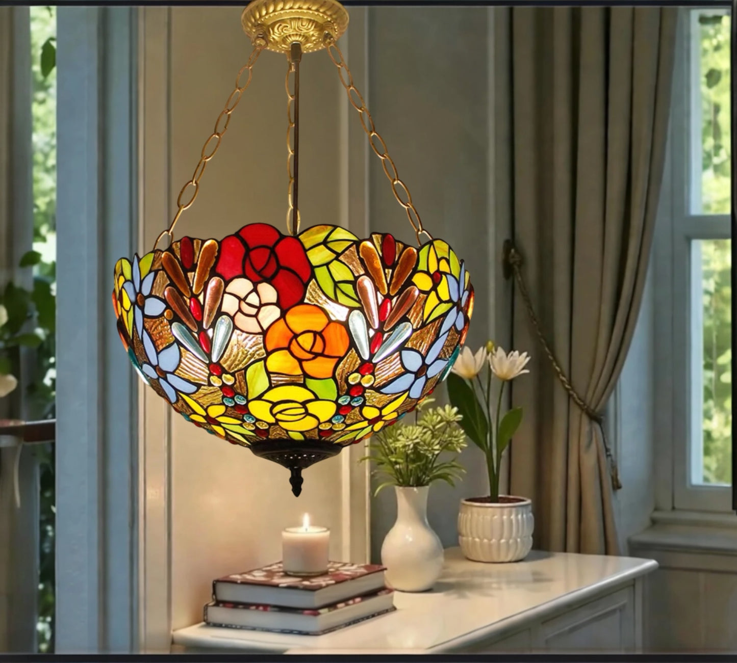 CDH 16" Tiffany Upright Lamp 40cm shade (15016CR)