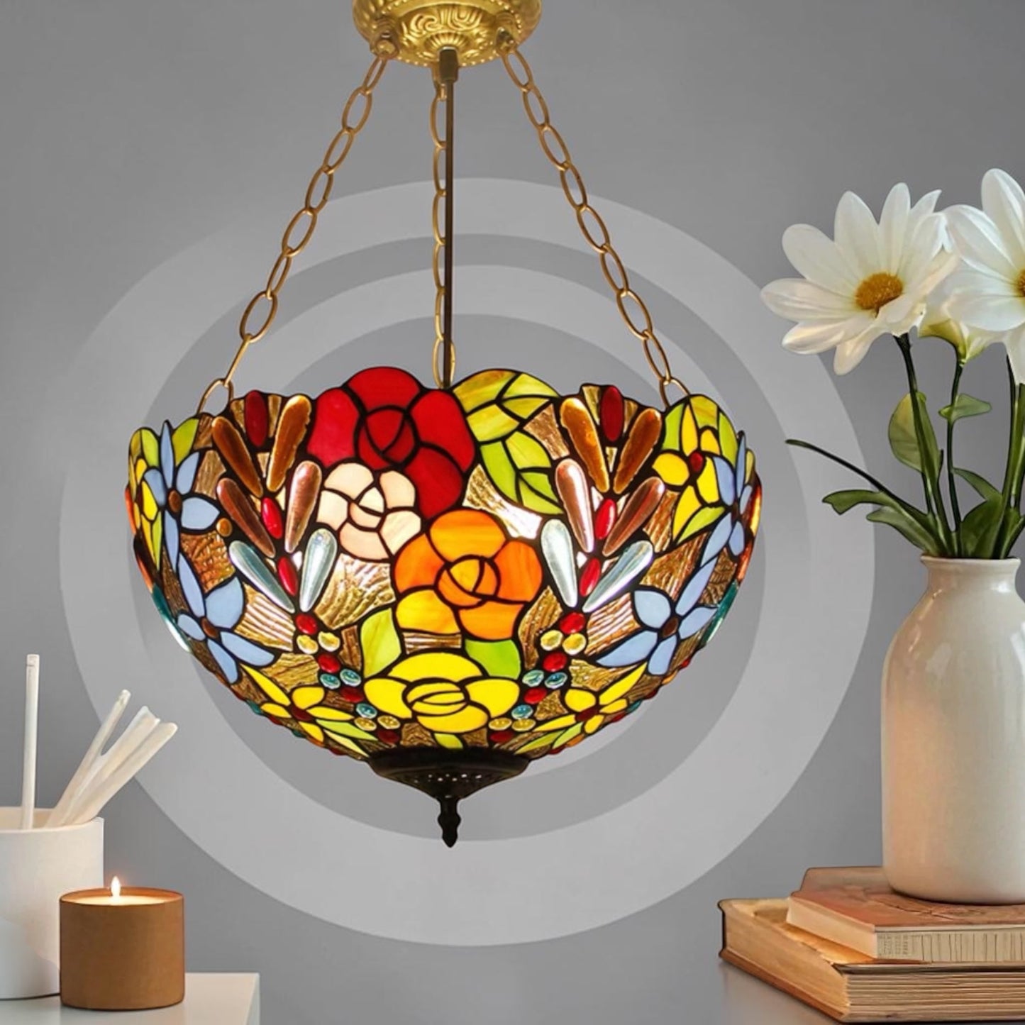 CDH 16" Tiffany Upright Lamp 40cm shade (15016CR)