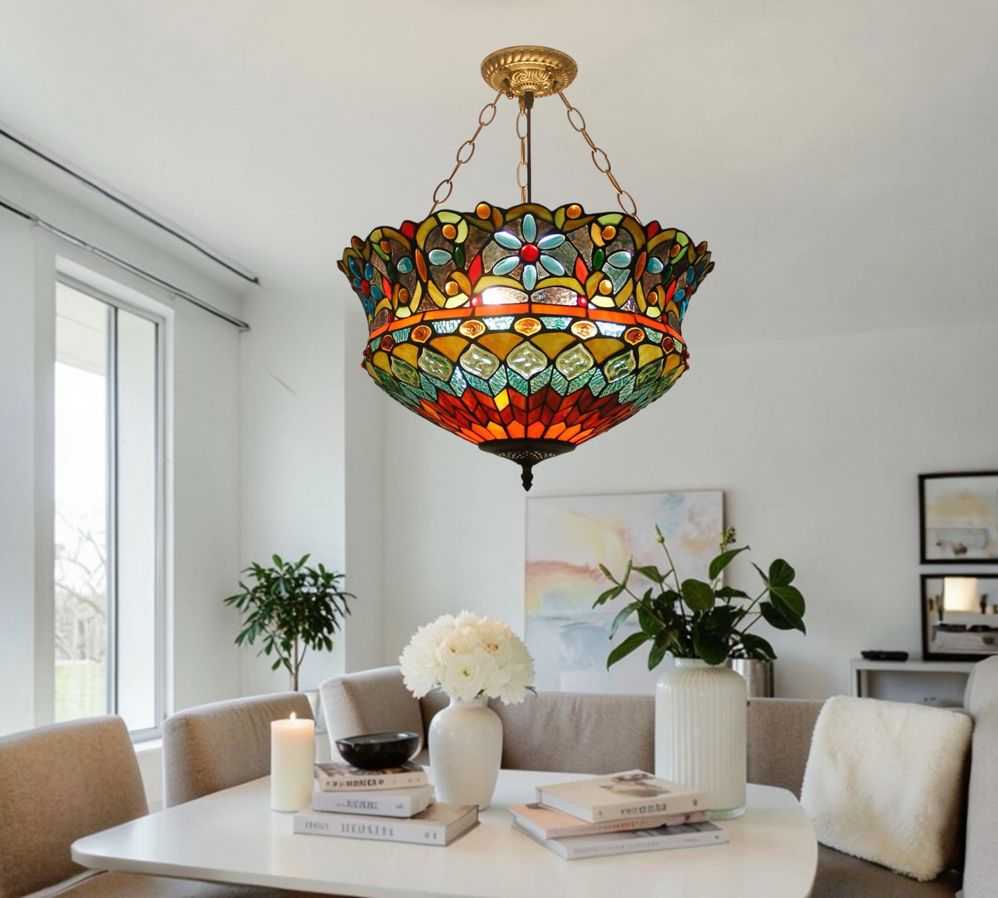 CDH 18" XLARGE Tiffany Upright Lamp 46cm shade (19002CR)