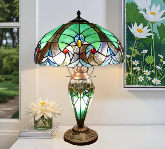 CDH 16" LARGE Tiffany Mother-Daughter Vase Lamp 40cm Shade (15043B)