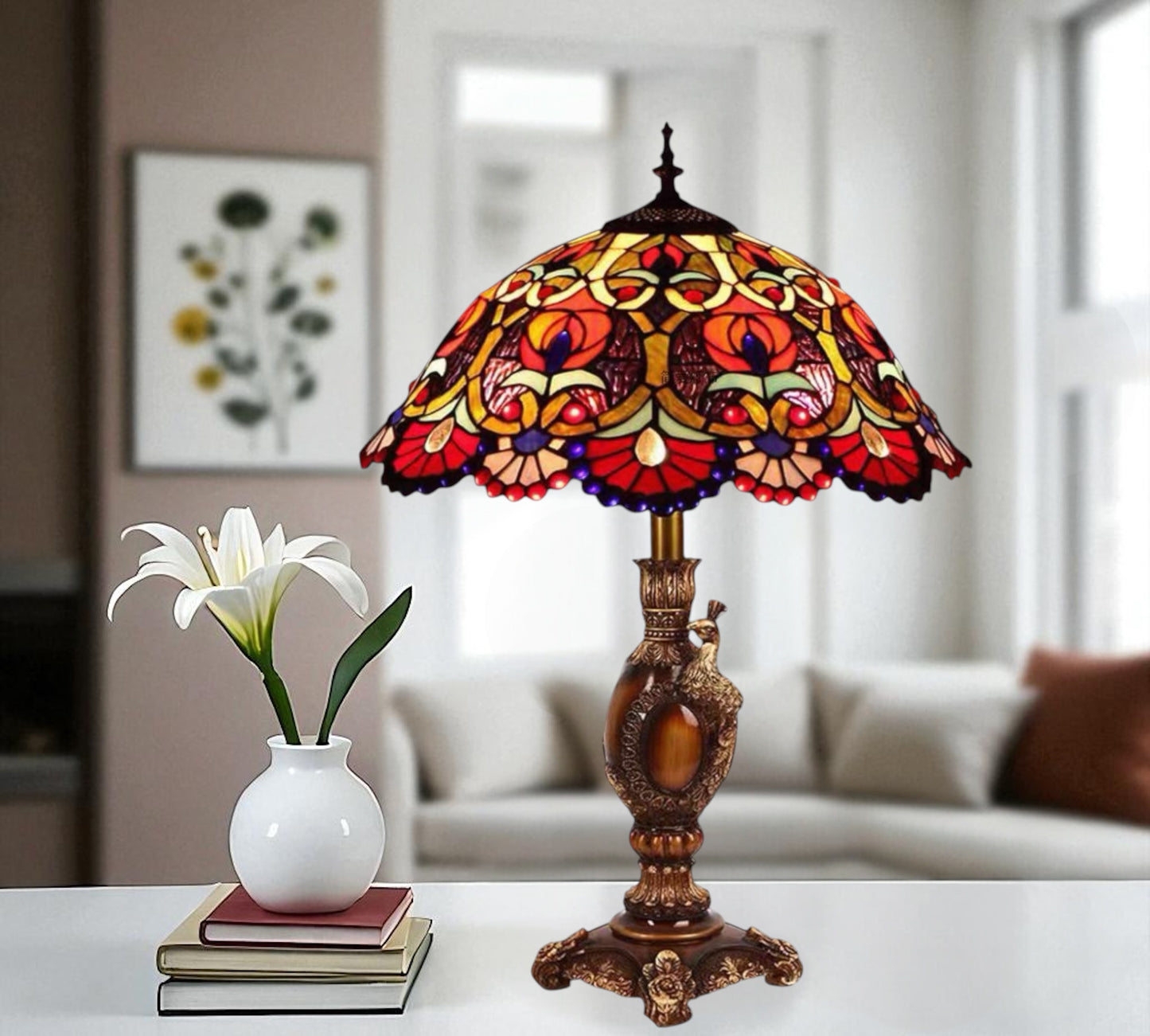 CDH 16" Tiffany Table Lamp 40cm Shade (15025)