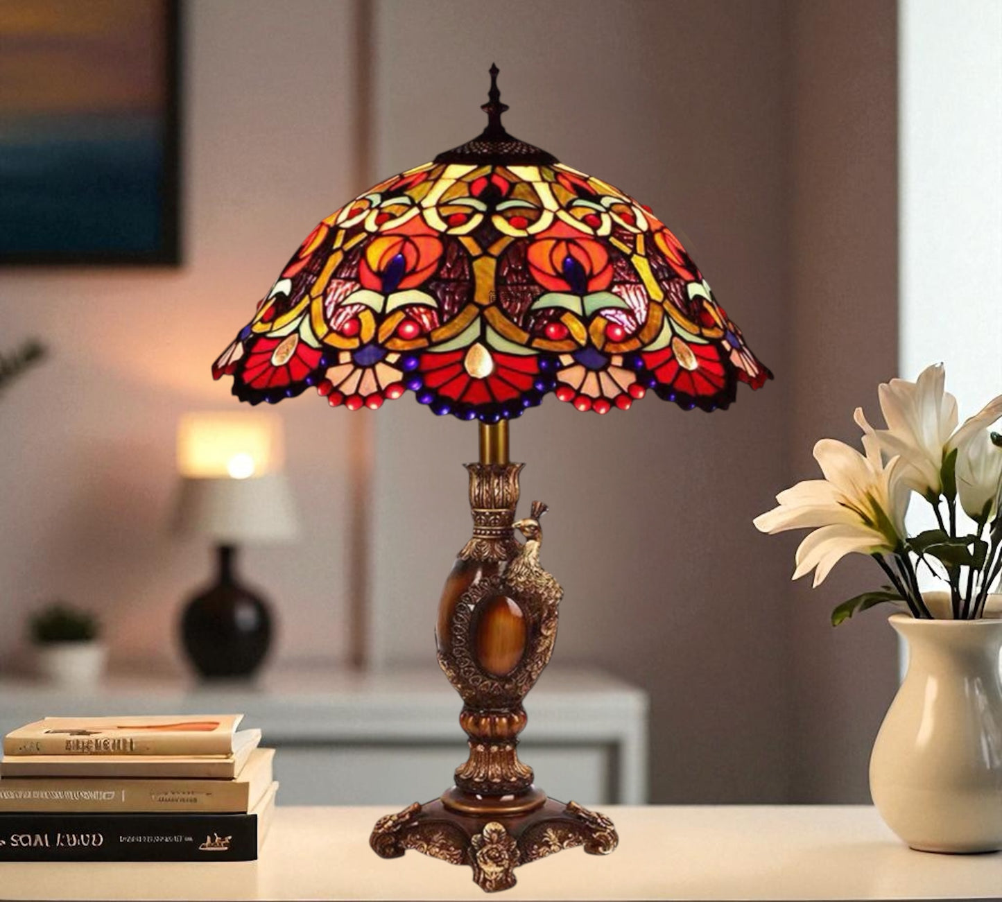 CDH 16" Tiffany Table Lamp 40cm Shade (15025)