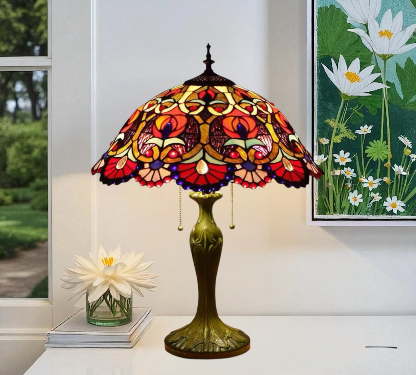 CDH 16" Tiffany Table Lamp 40cm Shade (15025R)