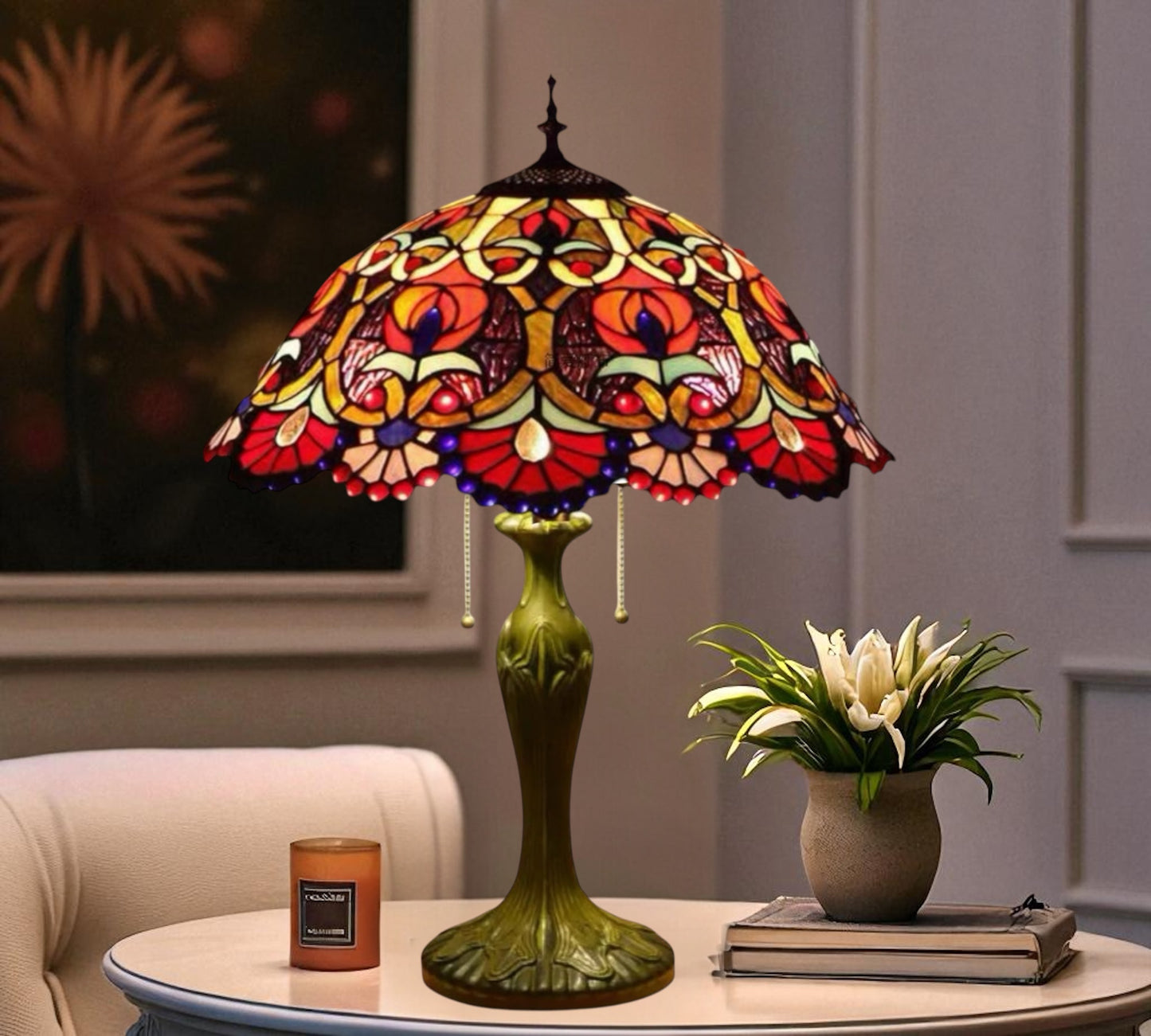 CDH 16" Tiffany Table Lamp 40cm Shade (15025R)