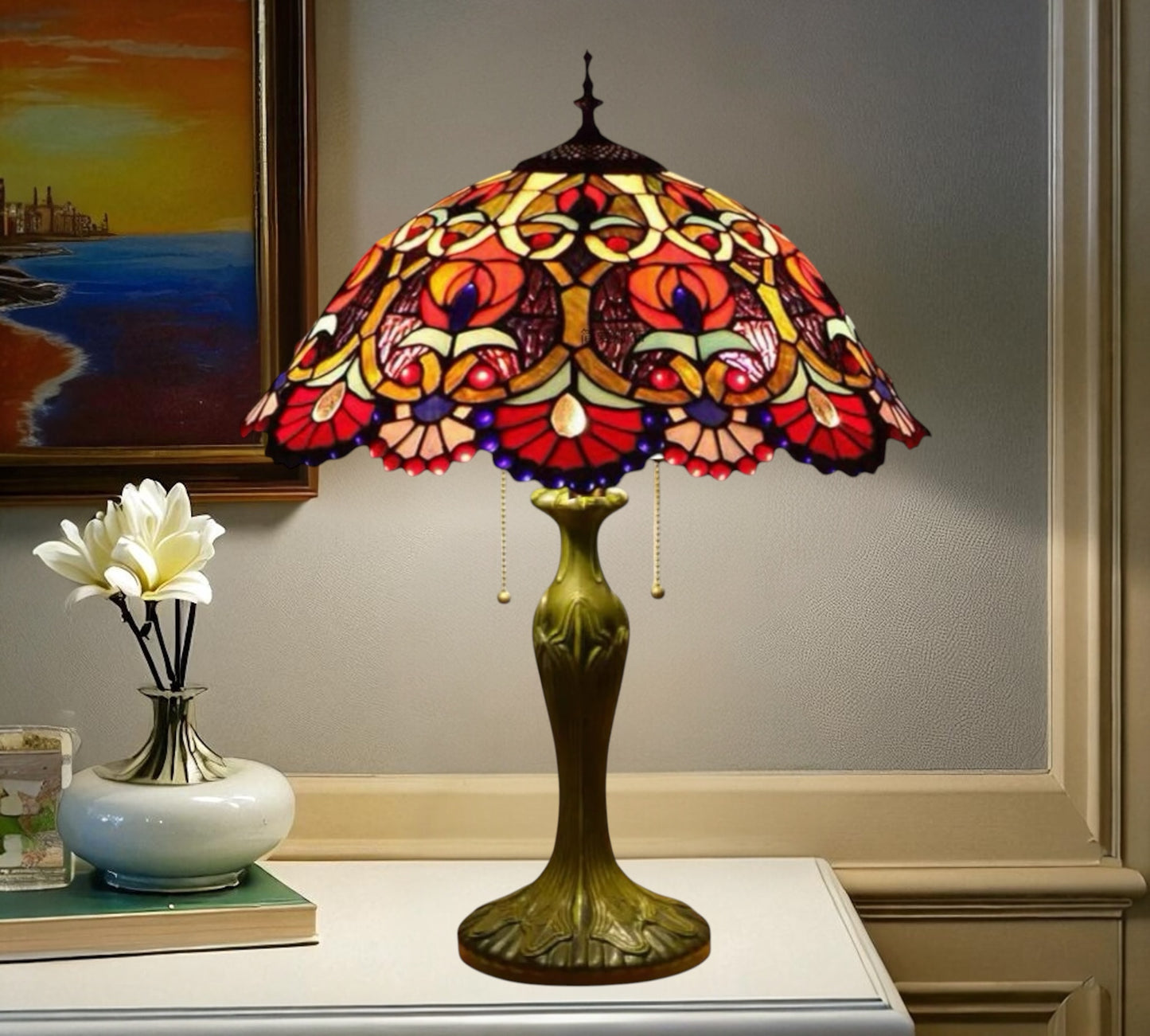 CDH 16" Tiffany Table Lamp 40cm Shade (15025R)