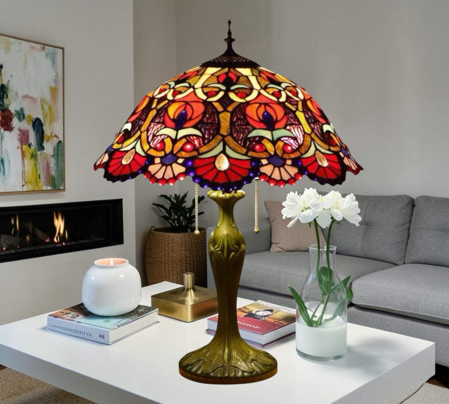 CDH 16" Tiffany Table Lamp 40cm Shade (15025R)