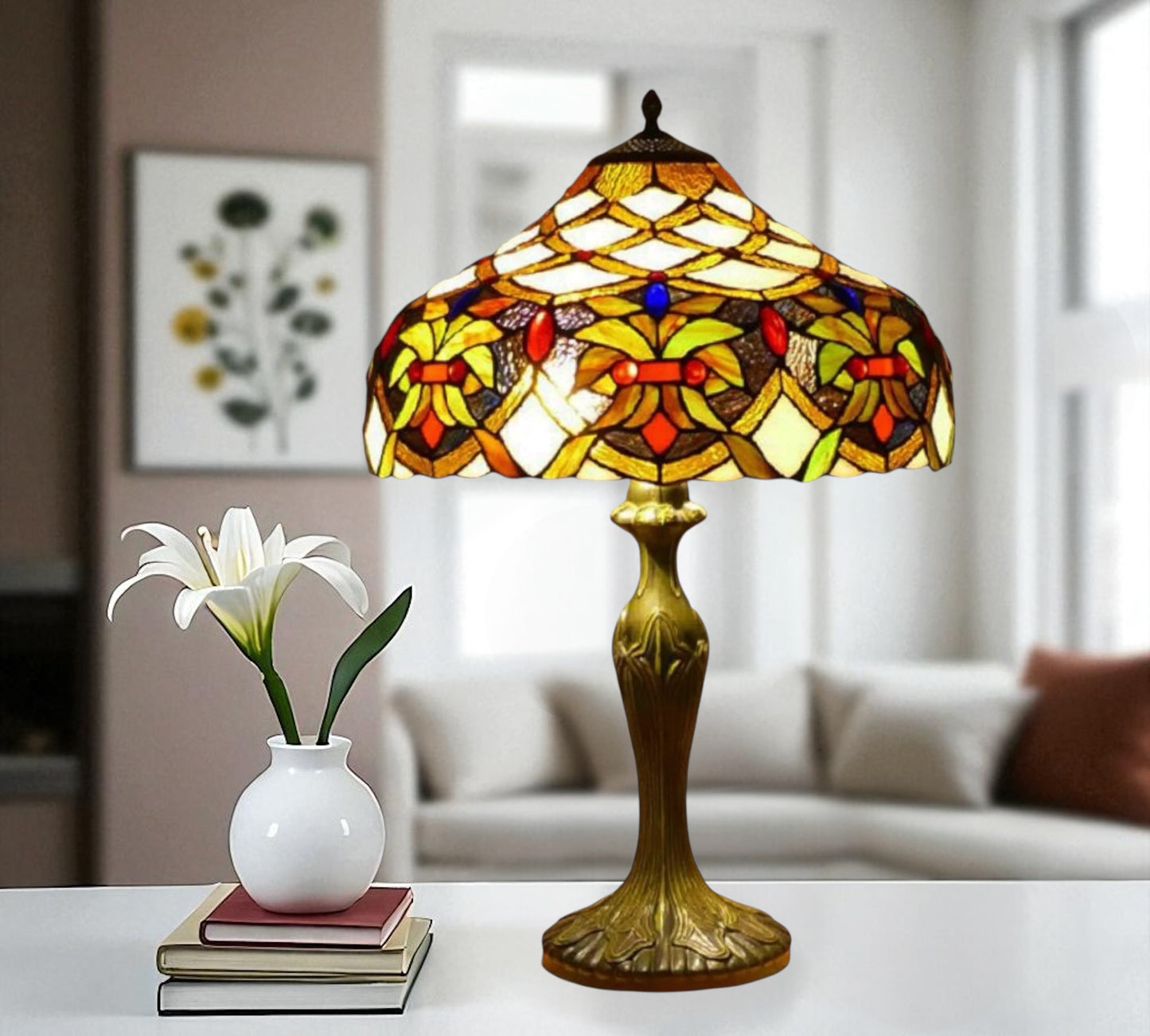 CDH 16" Tiffany Table Lamp 40cm Shade (15009)