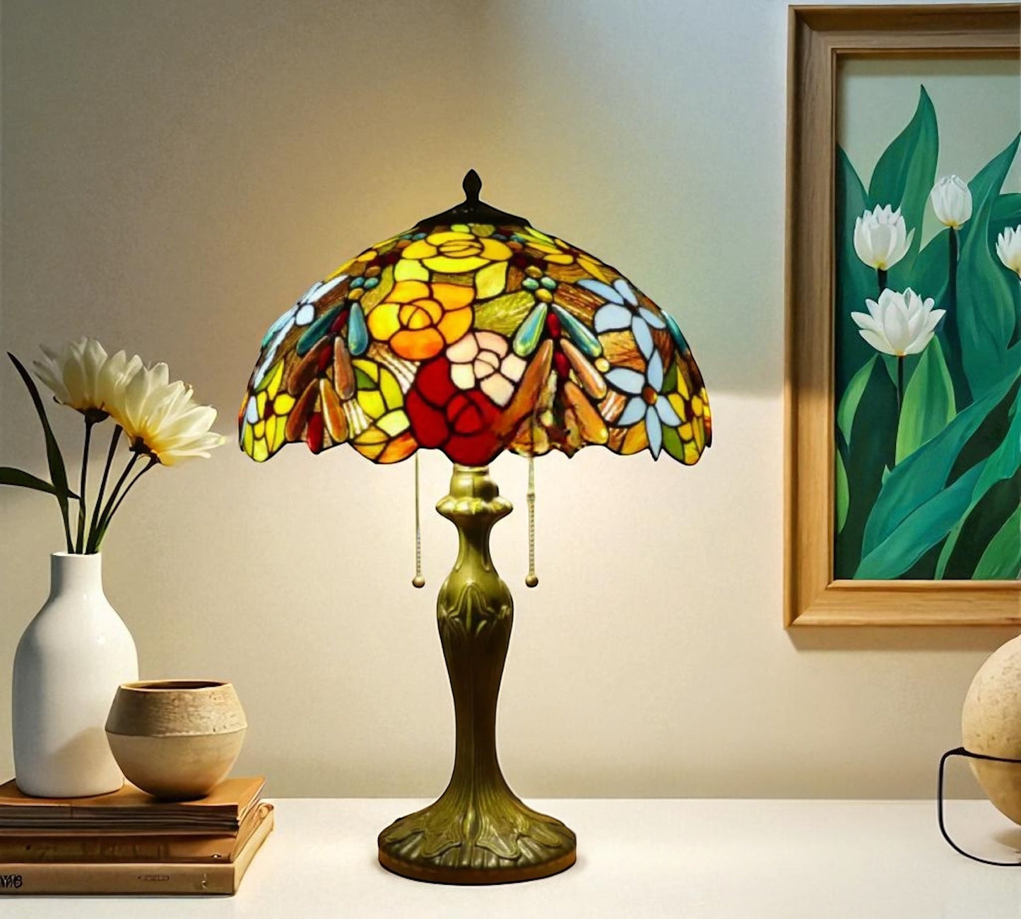CDH 16" Tiffany Table Lamp 40cm Shade (15016)
