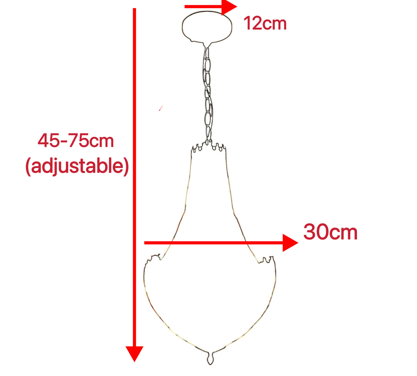 CDH 12" Tiffany Style Inverted Chandelier with 30cm Shade (12025CST)