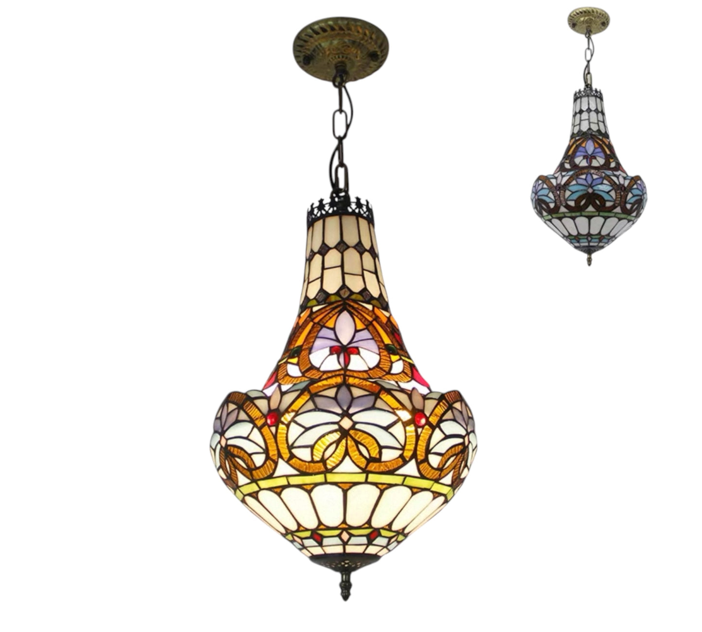 CDH 12" Tiffany Style Inverted Chandelier with 30cm Shade (12045CST)
