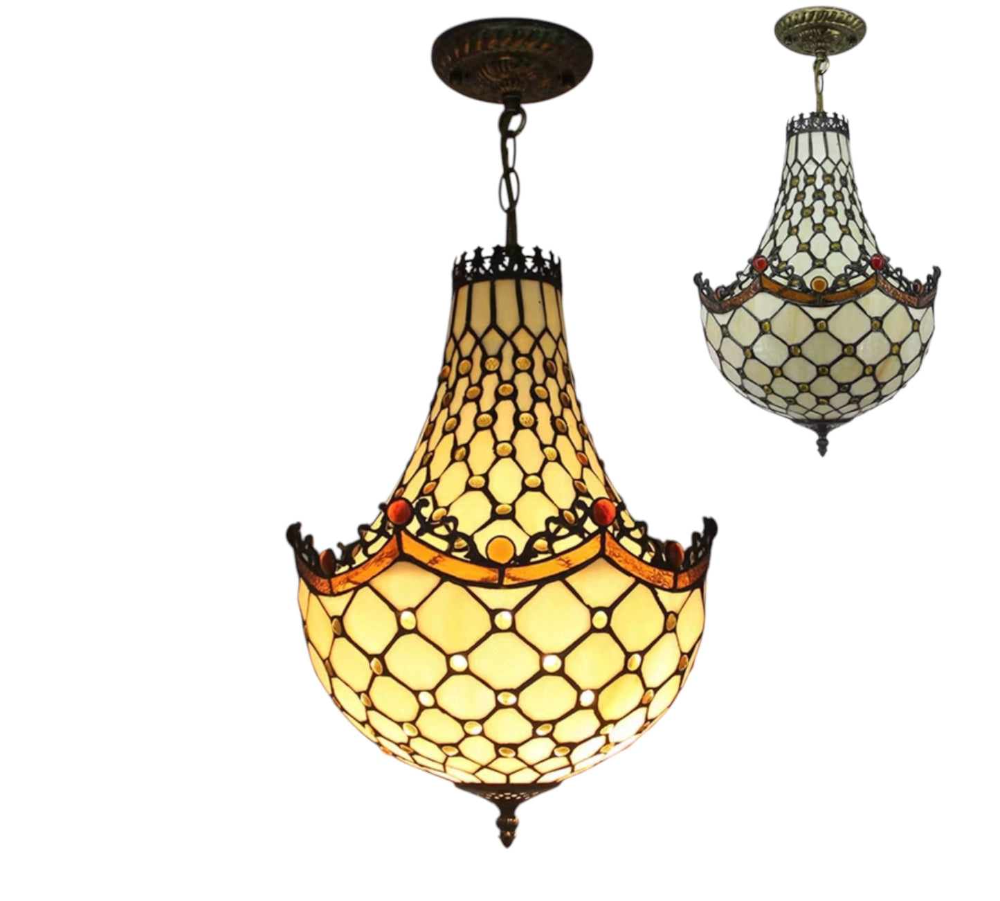 CDH 12" Tiffany Style Inverted Chandelier with 30cm Shade (12010CST)