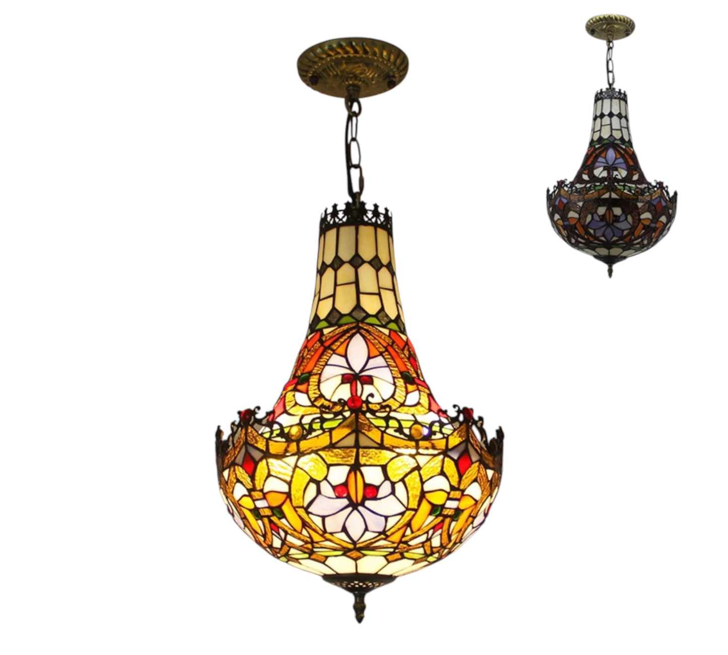 CDH 12" Tiffany Style Inverted Chandelier with 30cm Shade (12011CST)