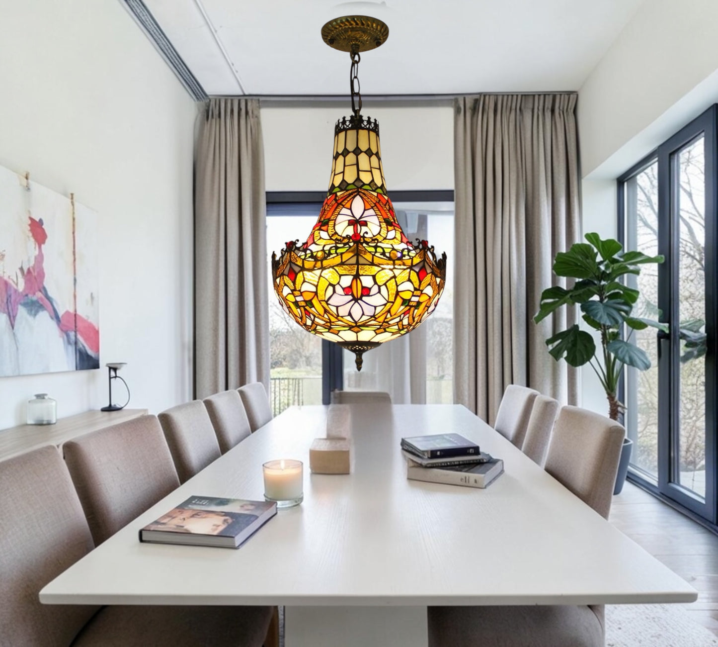 CDH 12" Tiffany Style Inverted Chandelier with 30cm Shade (12011CST)