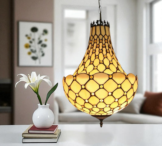 CDH 12" Tiffany Style Inverted Chandelier with 30cm Shade (12021CST)