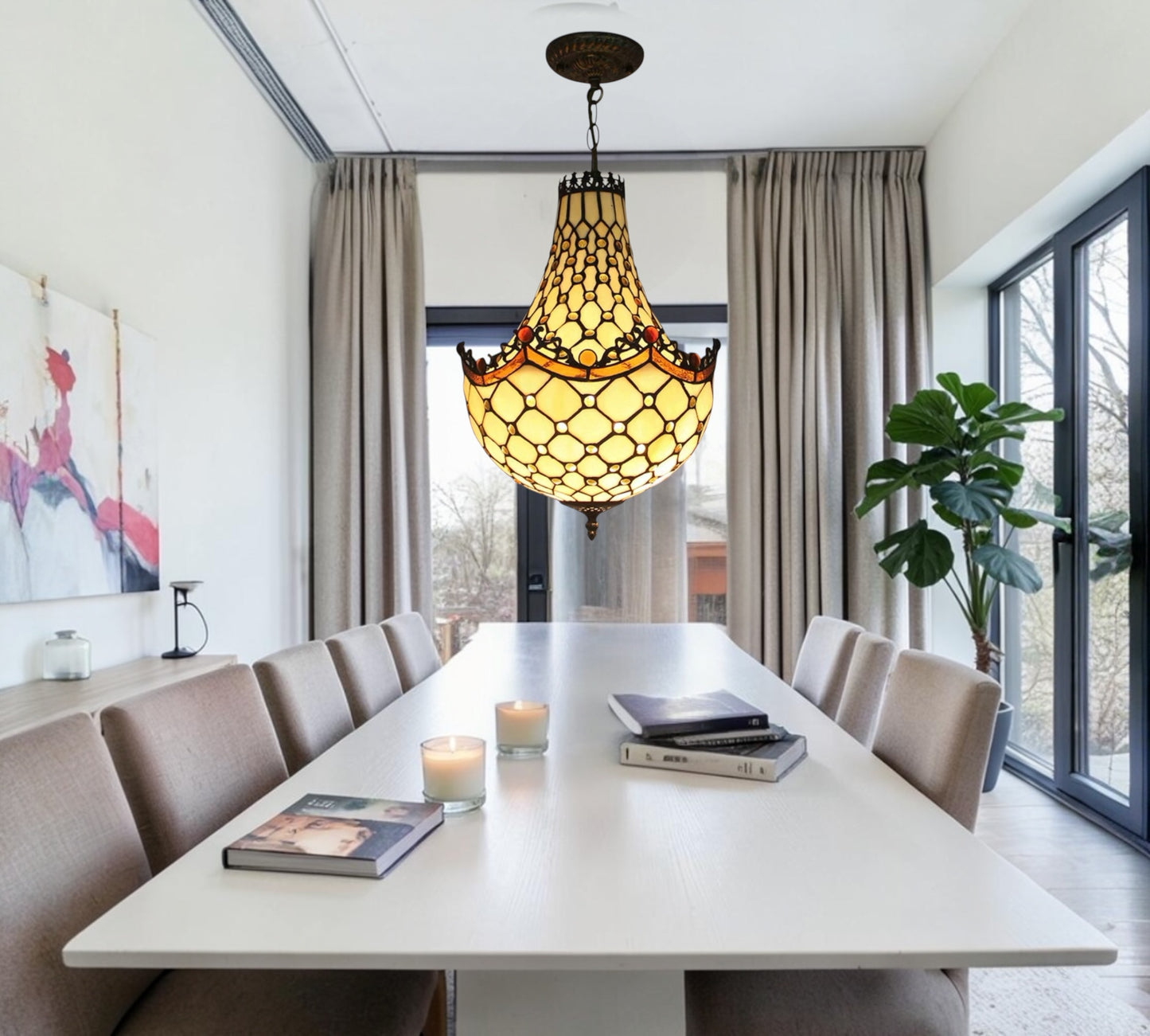 CDH 12" Tiffany Style Inverted Chandelier with 30cm Shade (12010CST)