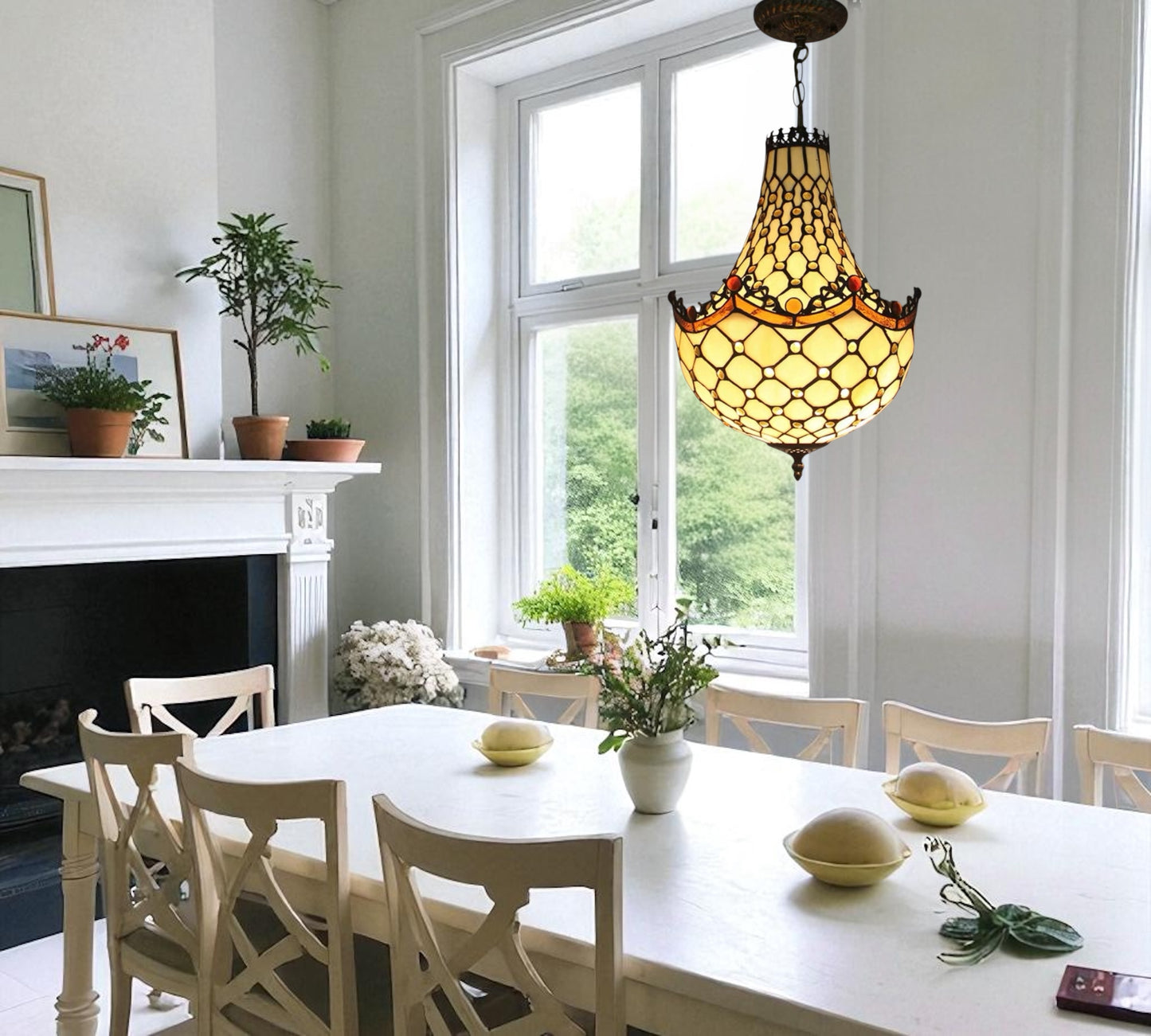 CDH 12" Tiffany Style Inverted Chandelier with 30cm Shade (12010CST)