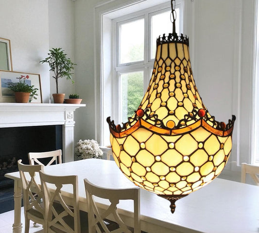 CDH 12" Tiffany Style Inverted Chandelier with 30cm Shade (12010CST)