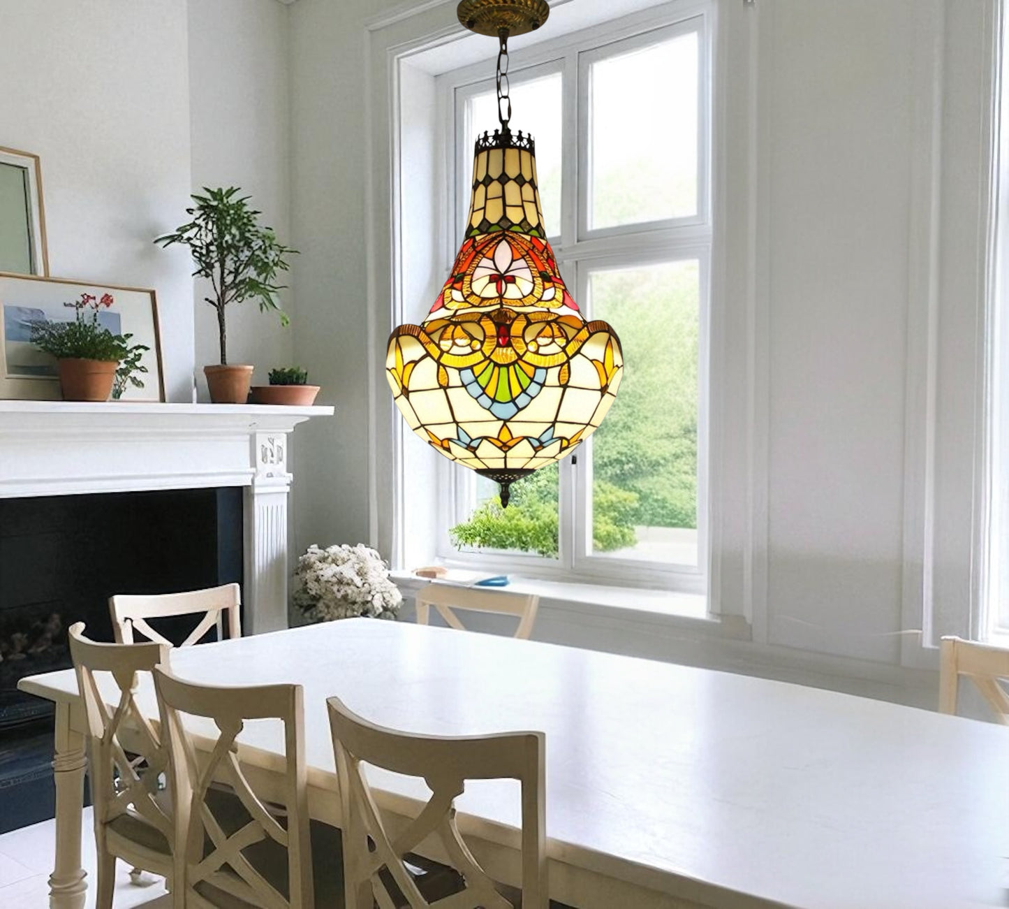 CDH 12" Tiffany Style Inverted Chandelier with 30cm Shade (12025CST)