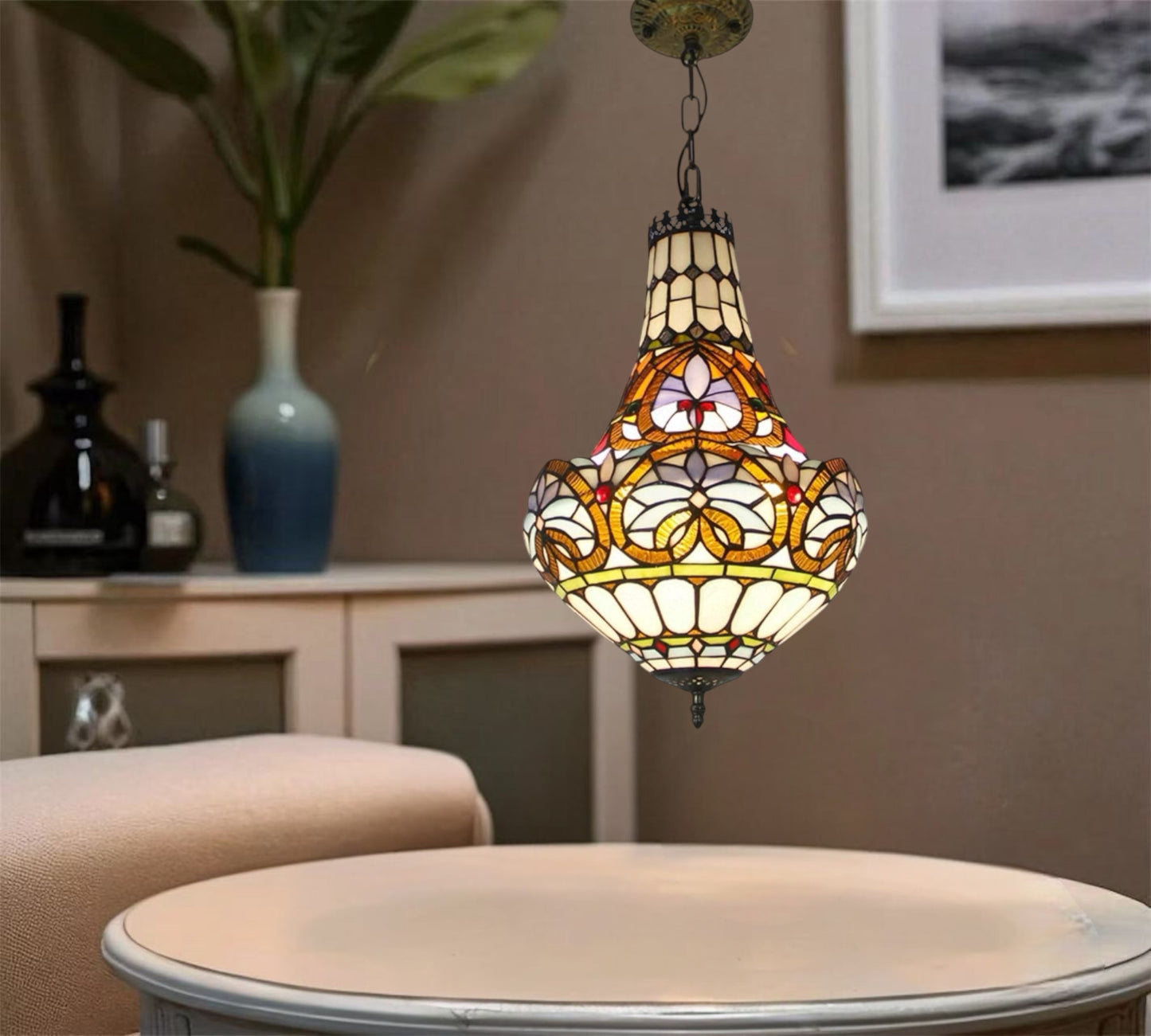 CDH 12" Tiffany Style Inverted Chandelier with 30cm Shade (12045CST)