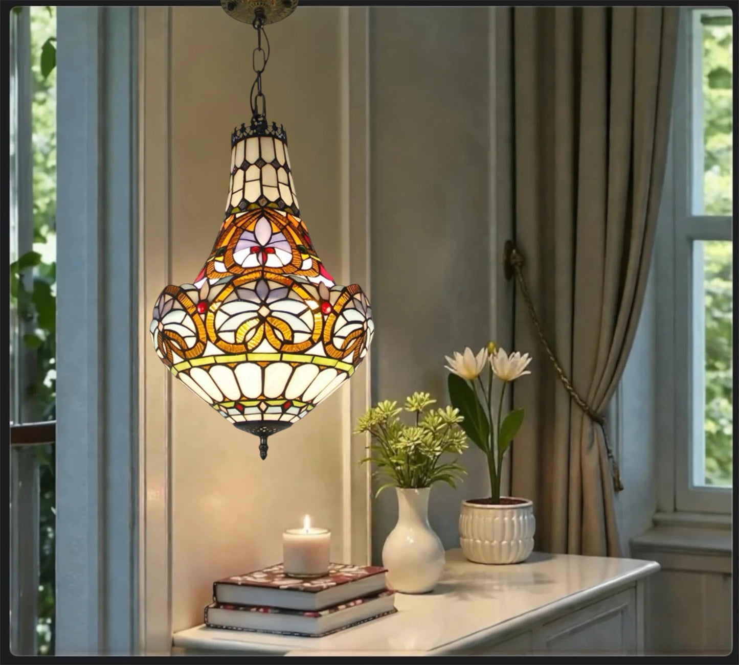 CDH 12" Tiffany Style Inverted Chandelier with 30cm Shade (12045CST)