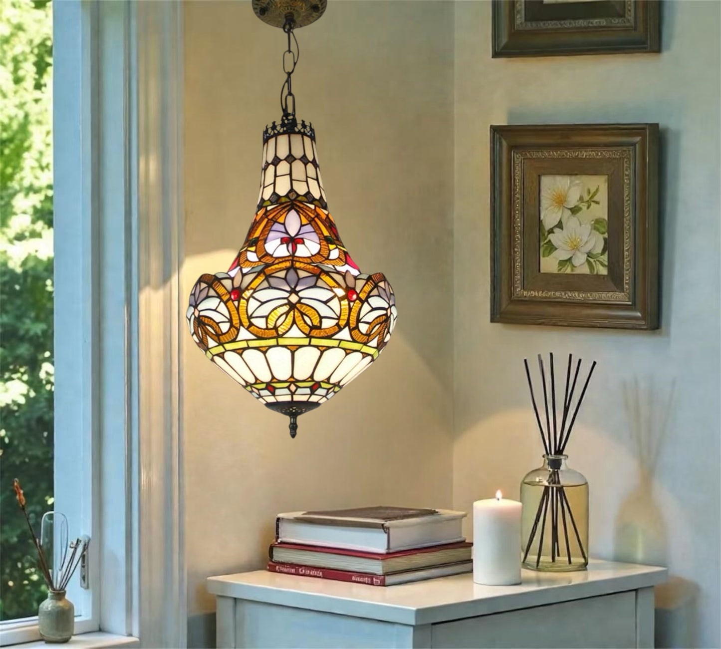 CDH 12" Tiffany Style Inverted Chandelier with 30cm Shade (12045CST)