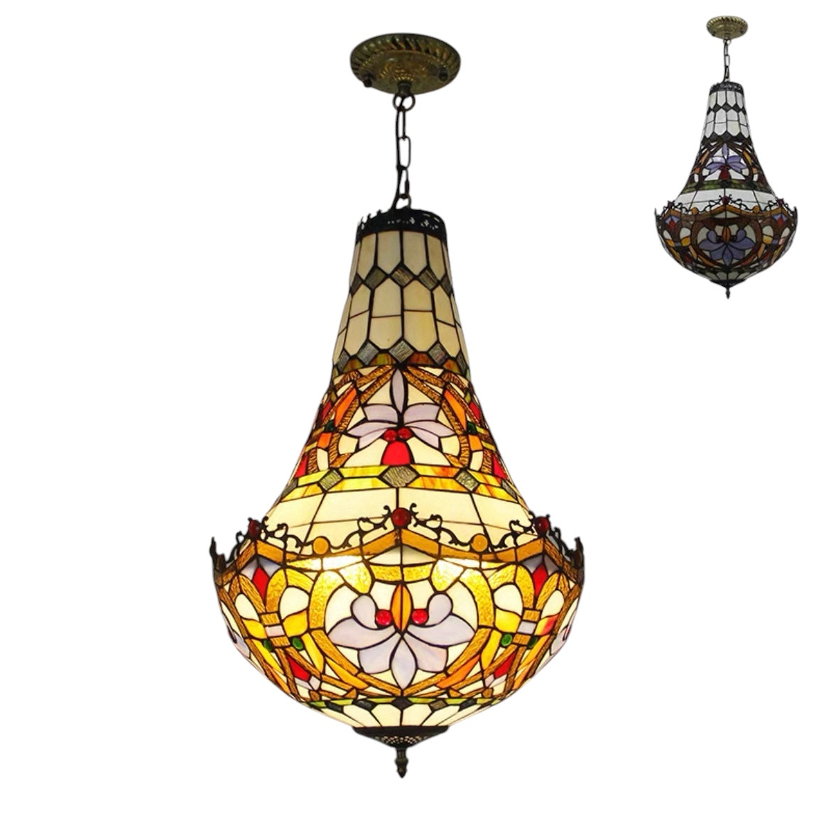 CDH 16" Tiffany Style Inverted Chandelier with 40cm Shade (12011CSTL)