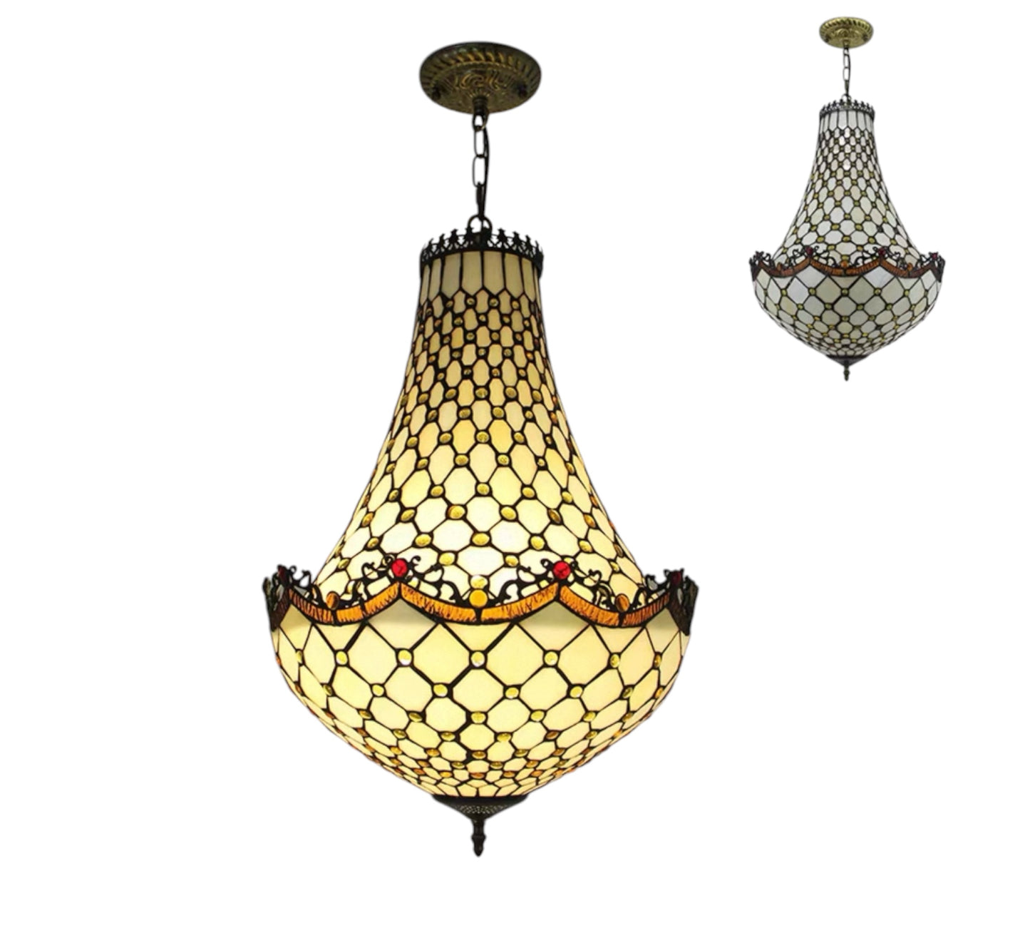 CDH 16" Tiffany Style Inverted Chandelier with 40cm Shade (12010CSTL)