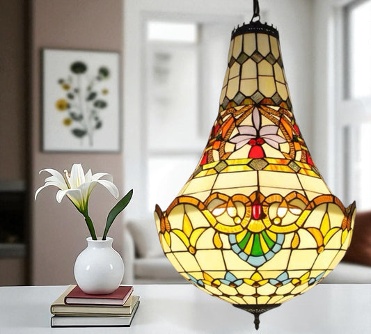 CDH 16" Tiffany Style Inverted Chandelier with 40cm Shade (12025CSTL)