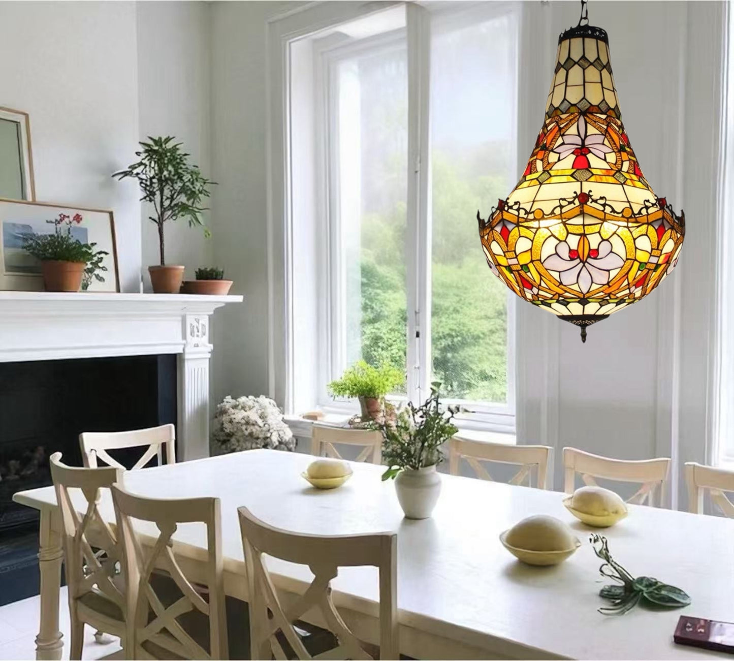 CDH 16" Tiffany Style Inverted Chandelier with 40cm Shade (12011CSTL)