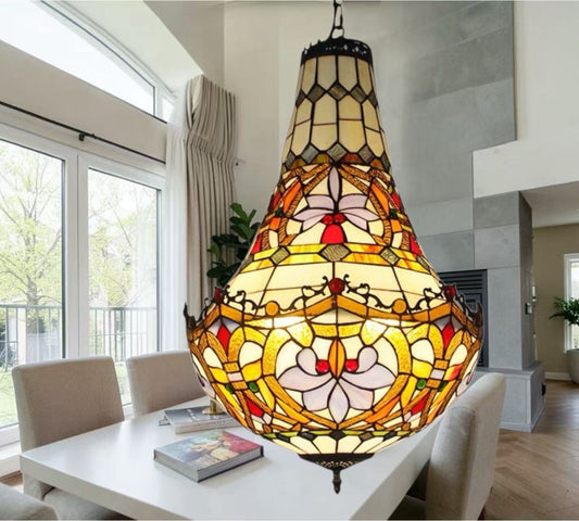 CDH 16" Tiffany Style Inverted Chandelier with 40cm Shade (12011CSTL)
